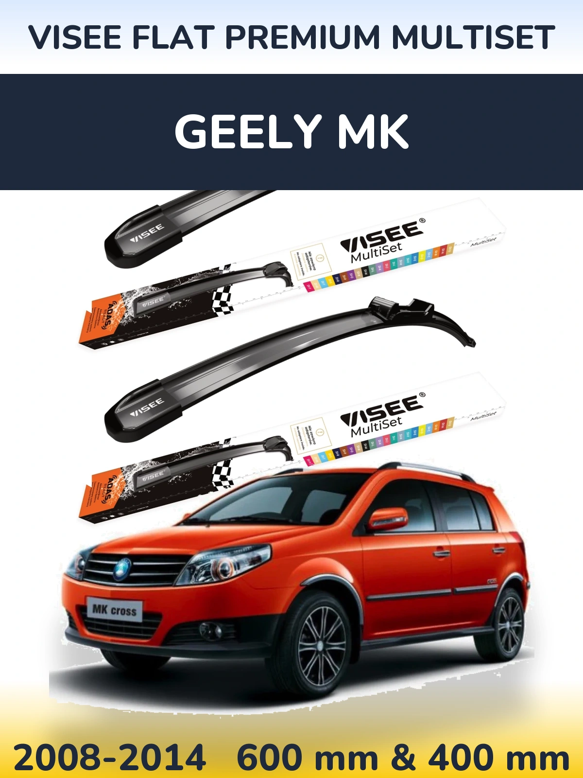 Torkarblad VISEE FLAT PREMIUM MultiSet för Geely MK