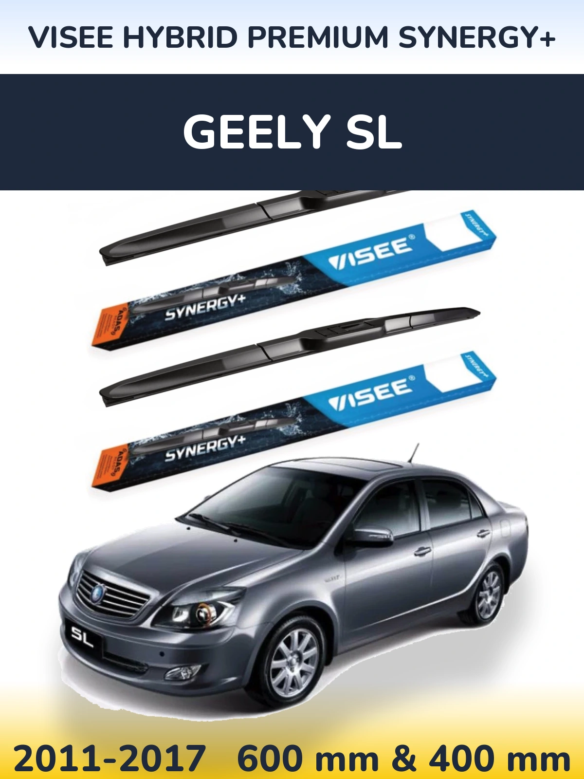 Комплект передніх щіток VISEE HYBRID PREMIUM SYNERGY+ 600 & 400 мм для Geely SL 2011-2017