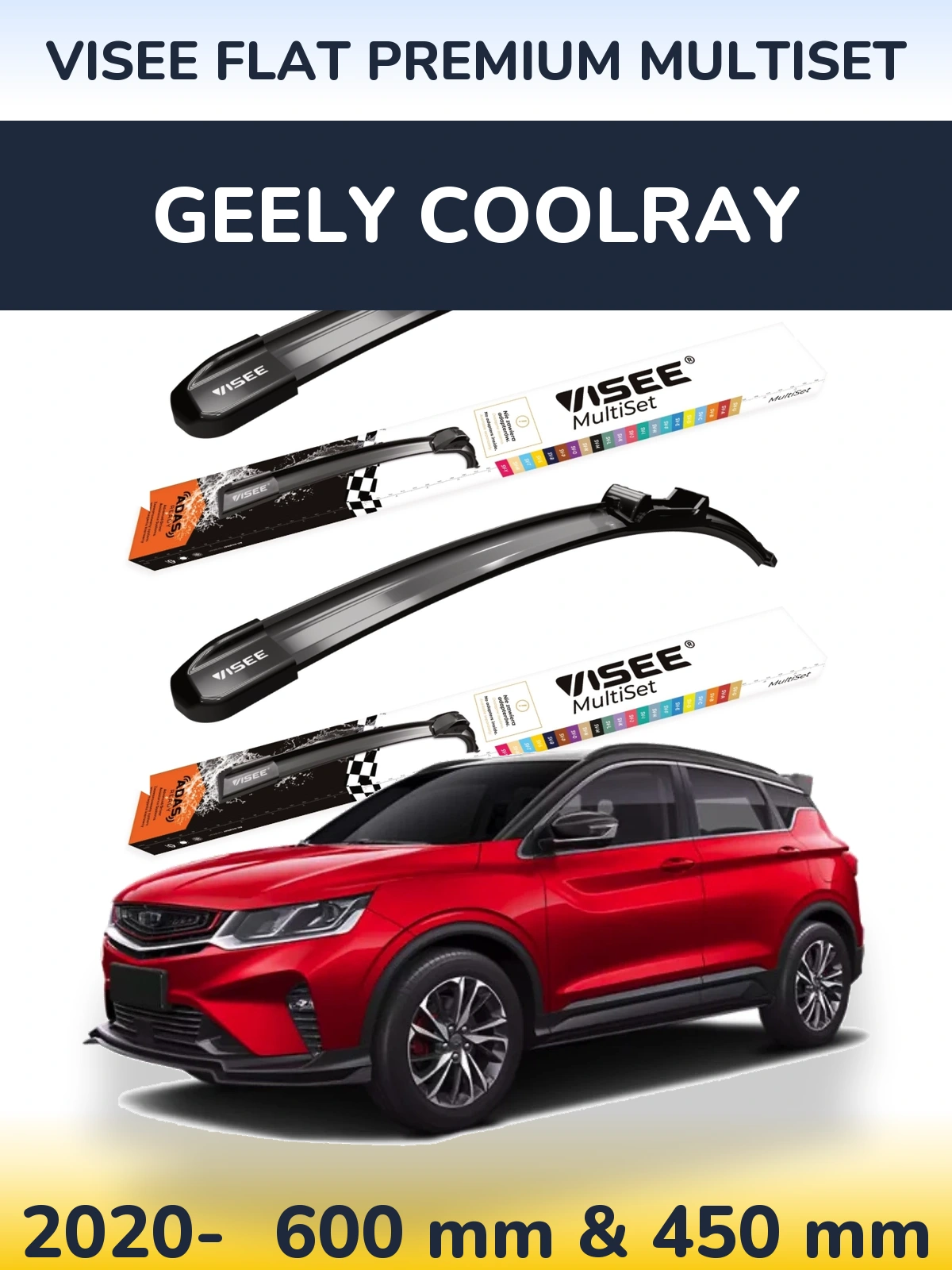 Torkarblad VISEE FLAT PREMIUM MultiSet för Geely Coolray