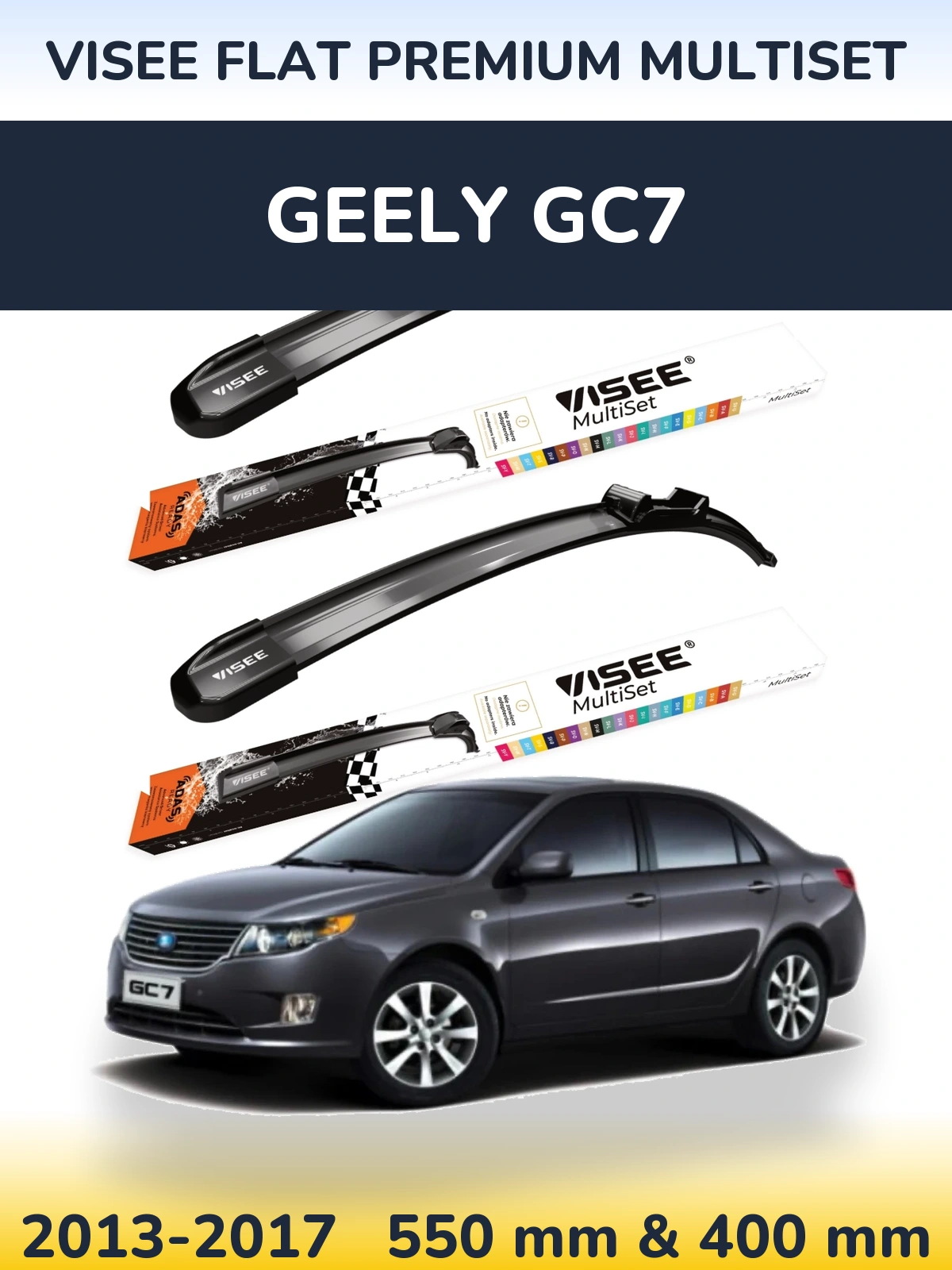 Torkarblad VISEE FLAT PREMIUM MultiSet för Geely GC7