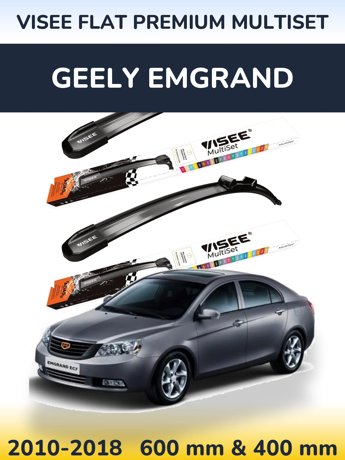 Torkarblad VISEE FLAT PREMIUM MultiSet för Geely Emgrand