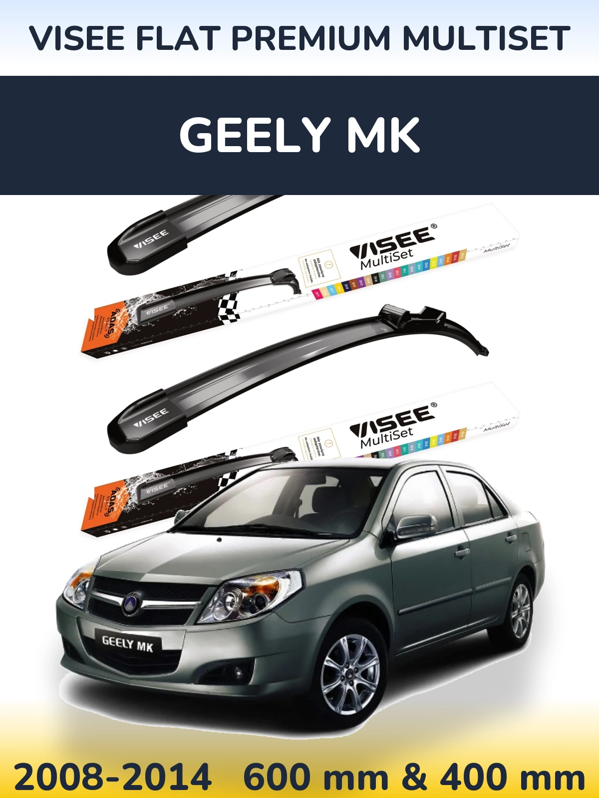 Torkarblad VISEE FLAT PREMIUM MultiSet för Geely MK
