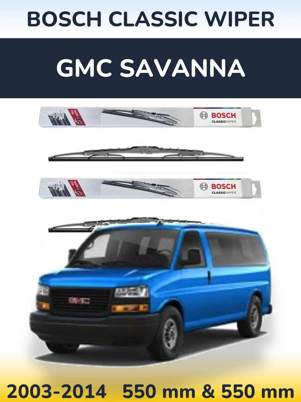 Комплект передних дворников BOSCH Classic Wiper 550 & 550 мм для GMC Savanna 2003-2014