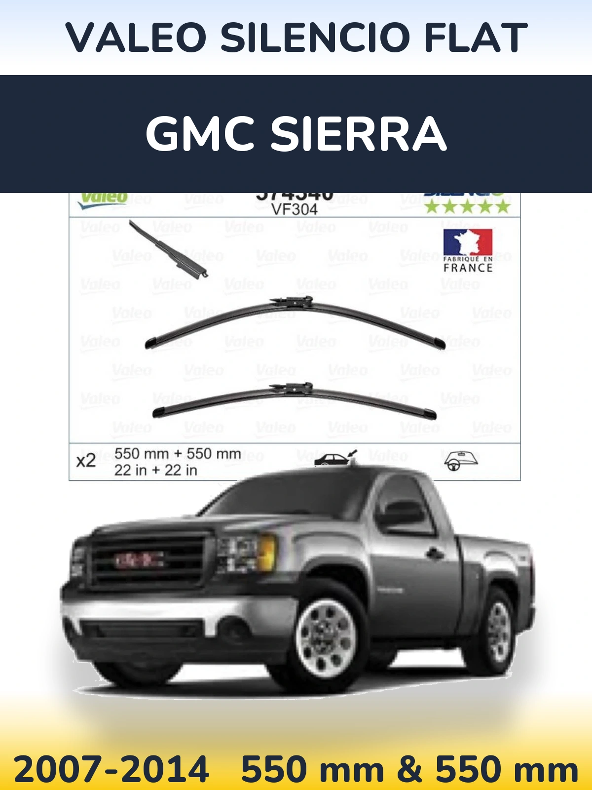 Torkarblad Valeo Silencio Flat för GMC Sierra