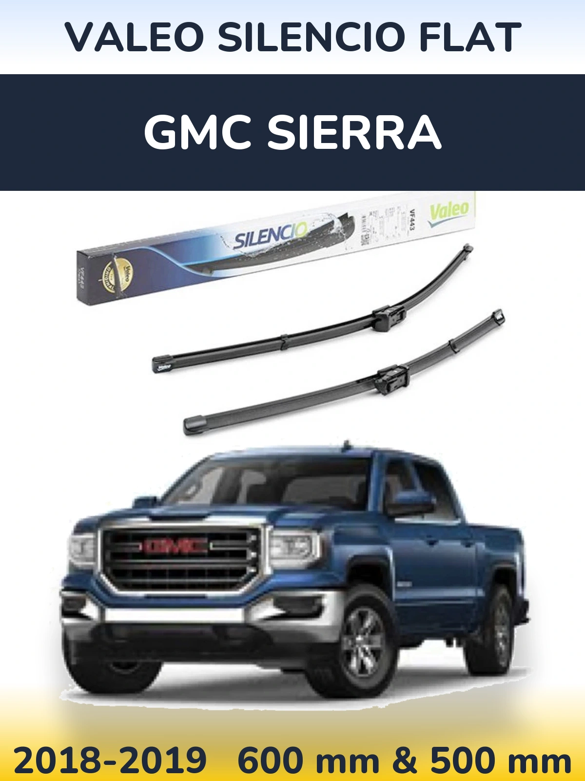 Комплект передних дворников Valeo Silencio Flat 600 & 500 мм для GMC Sierra 2018-2019