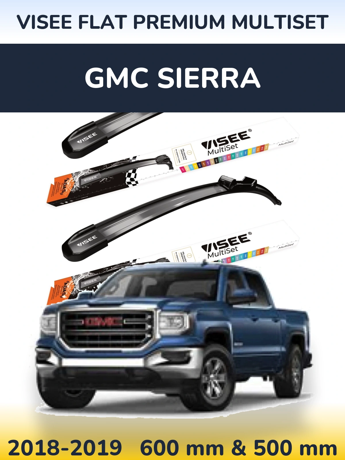 Torkarblad VISEE FLAT PREMIUM MultiSet för GMC Sierra