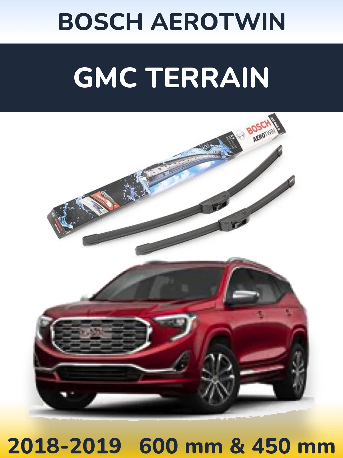 Комплект передніх щіток BOSCH AeroTwin 600 & 450 мм для GMC Terrain 2018-2019