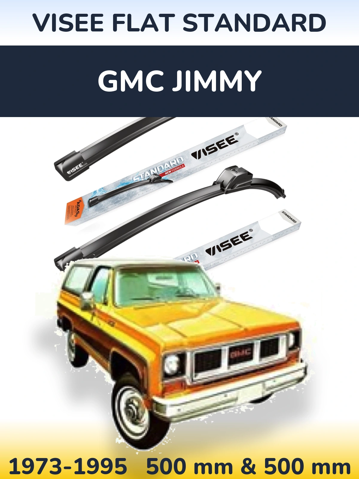 Комплект передніх щіток VISEE FLAT STANDARD 500 & 500 мм для GMC Jimmy 1973-1995