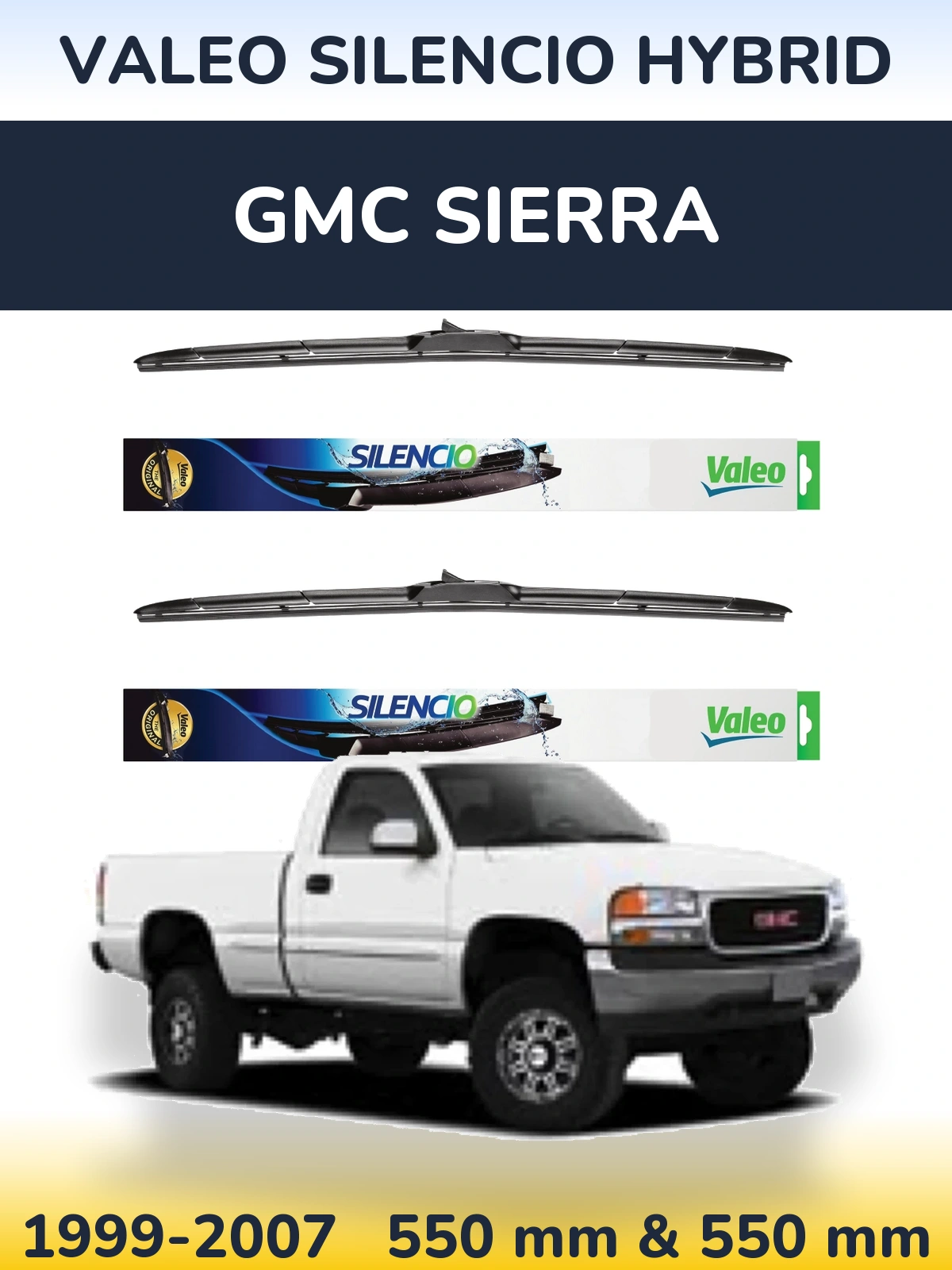 Torkarblad Valeo Silencio Hybrid för GMC Sierra
