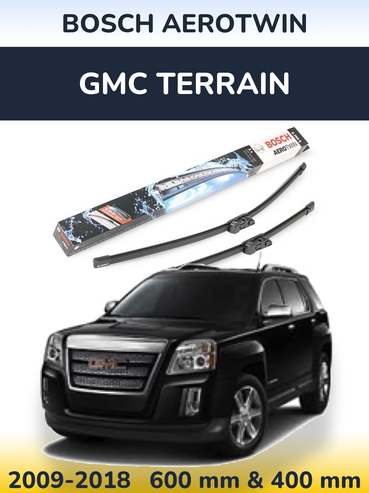 Комплект передних дворников BOSCH AeroTwin 600 & 400 мм для GMC Terrain 2009-2018
