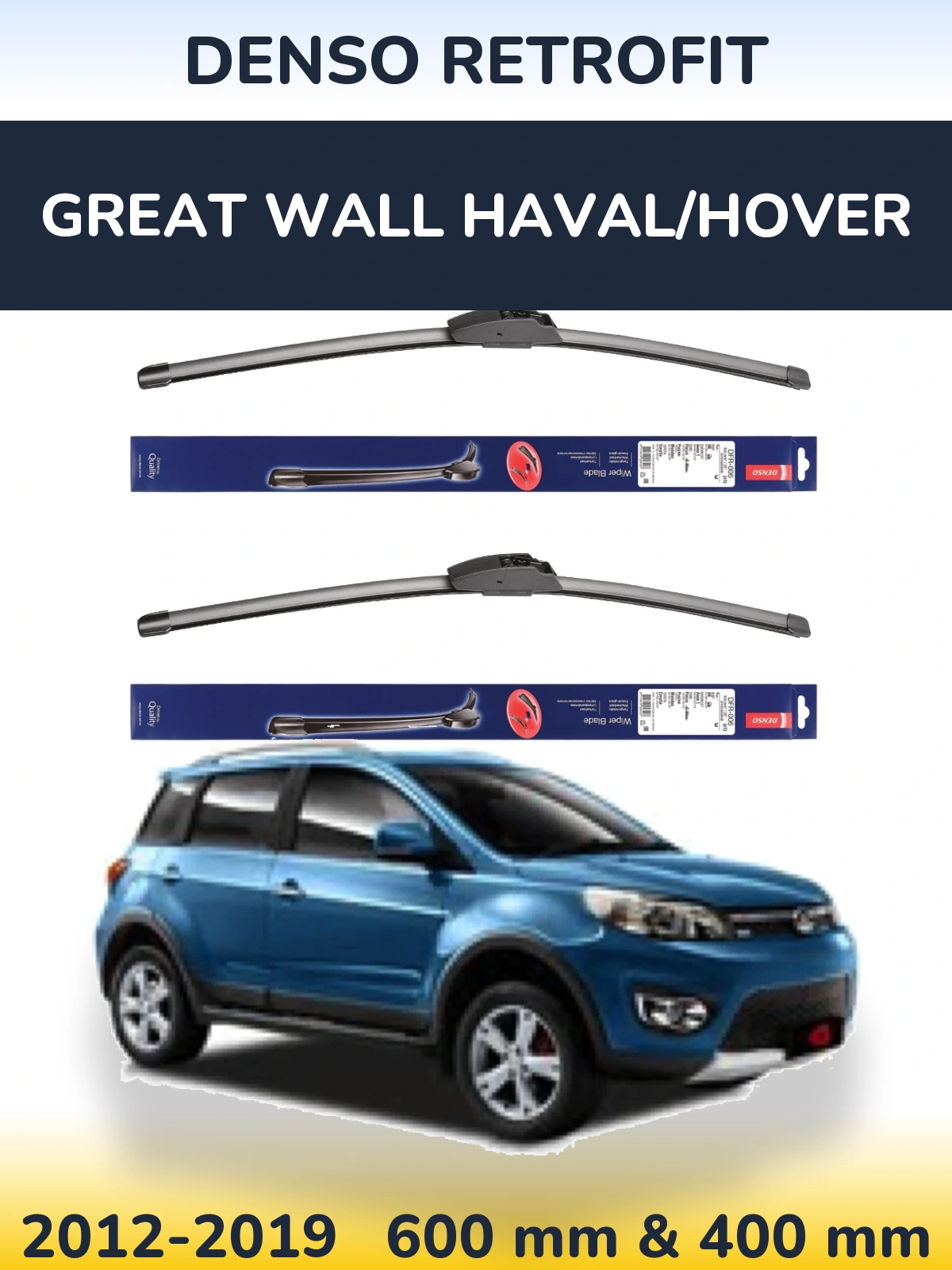 Комплект передних дворников Denso Retrofit 600 & 400 мм для Great Wall Haval/Hover 2012-2019