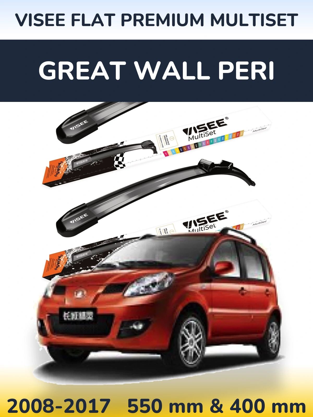 Torkarblad VISEE FLAT PREMIUM MultiSet för Great Wall Peri