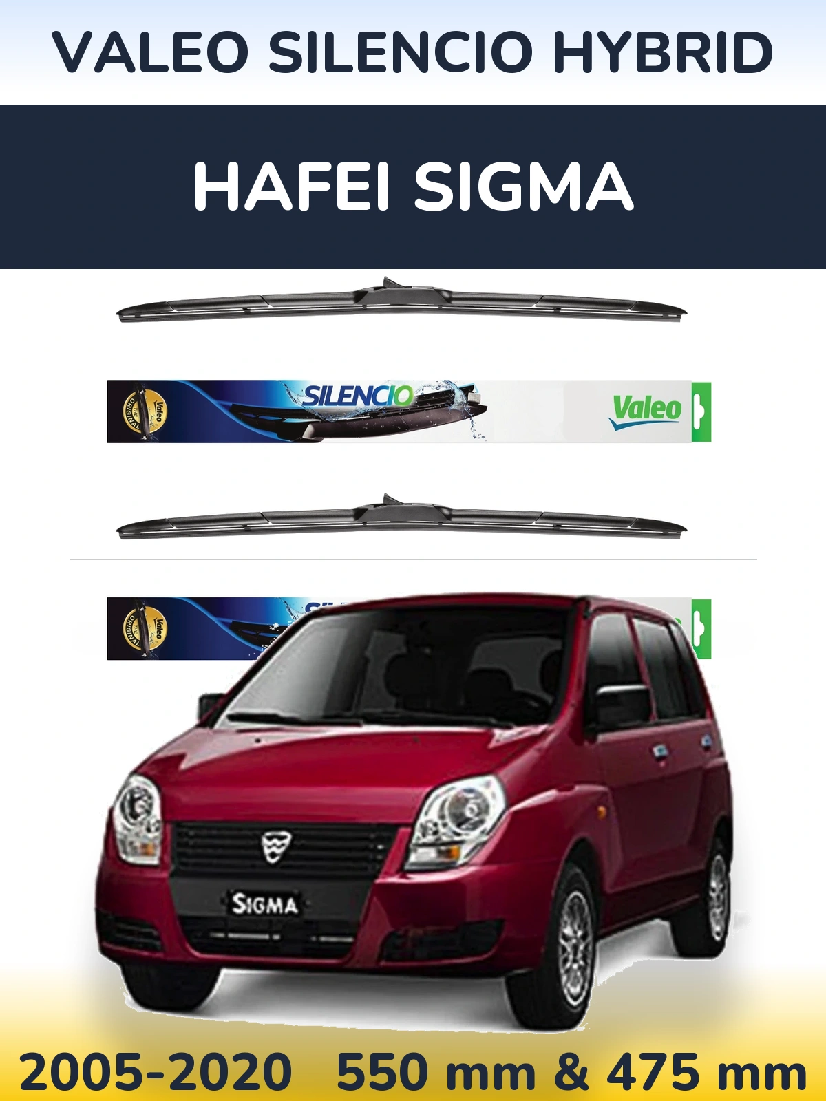 Torkarblad Valeo Silencio Hybrid för Hafei Sigma