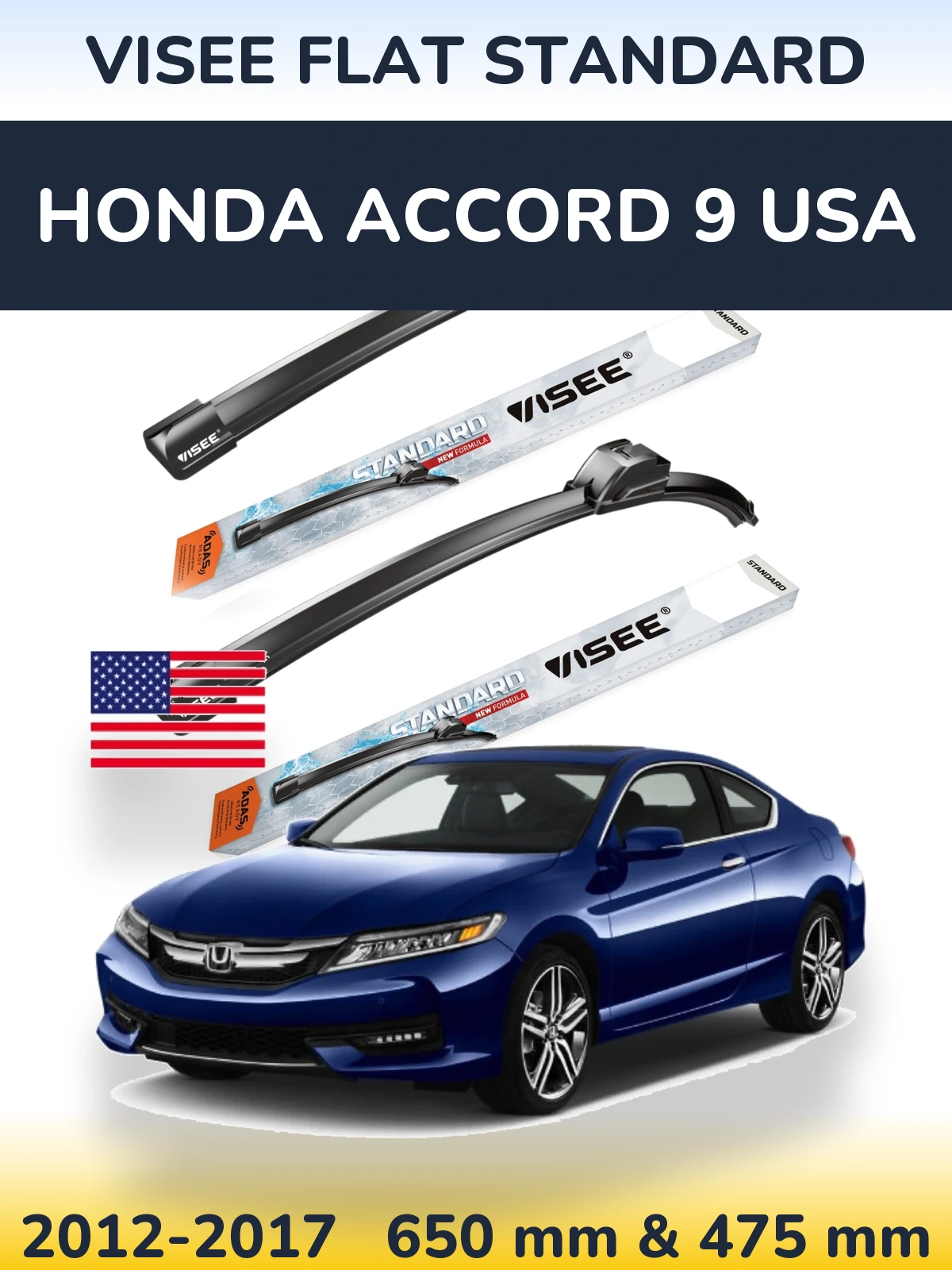 Torkarblad VISEE FLAT STANDARD för Honda Accord 9 USA