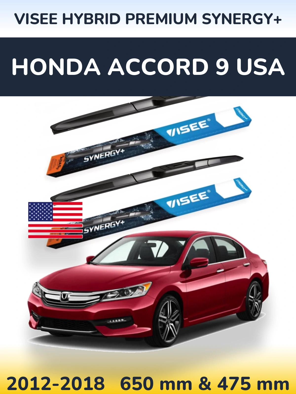 Torkarblad VISEE HYBRID PREMIUM SYNERGY+ för Honda Accord 9 USA