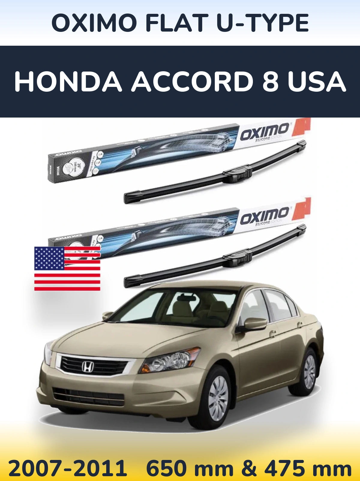 Torkarblad Oximo Flat U-type för Honda Accord 8 USA
