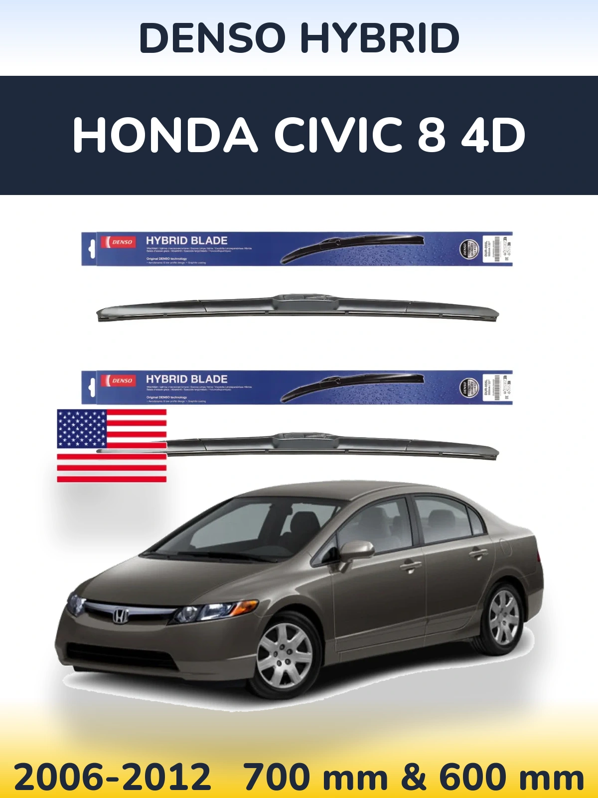 Torkarblad Denso Hybrid för Honda Civic 8 4D
