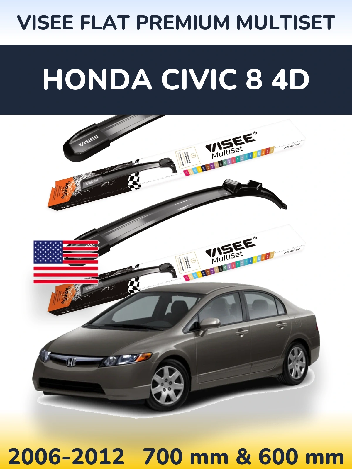 Torkarblad VISEE FLAT PREMIUM MultiSet för Honda Civic 8 4D