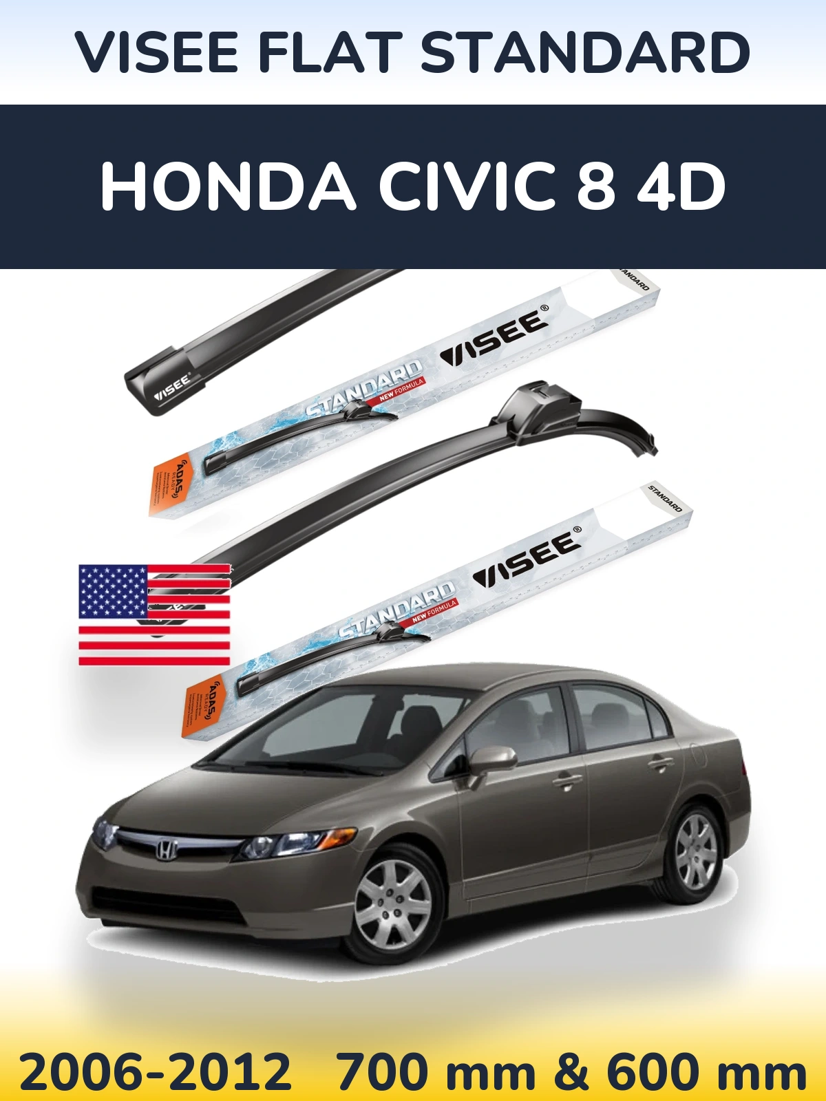 Torkarblad VISEE FLAT STANDARD för Honda Civic 8 4D