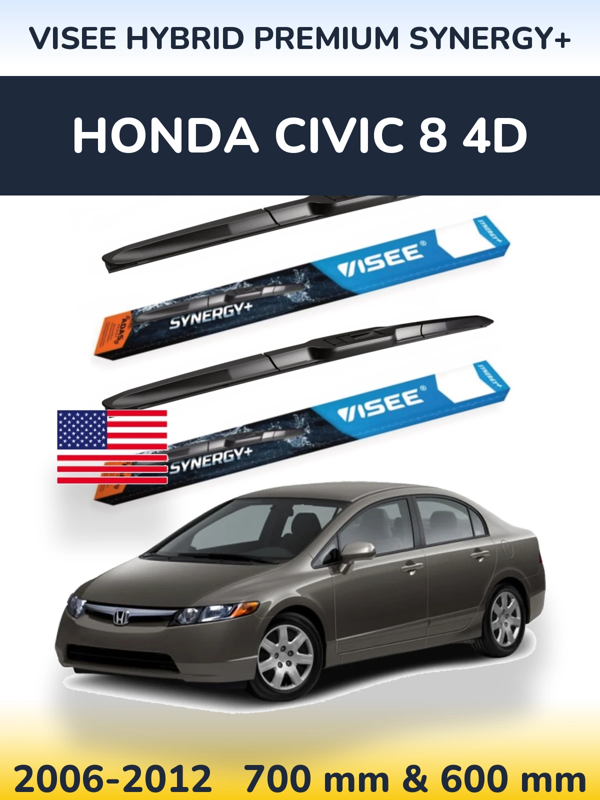 Torkarblad VISEE HYBRID PREMIUM SYNERGY+ för Honda Civic 8 4D