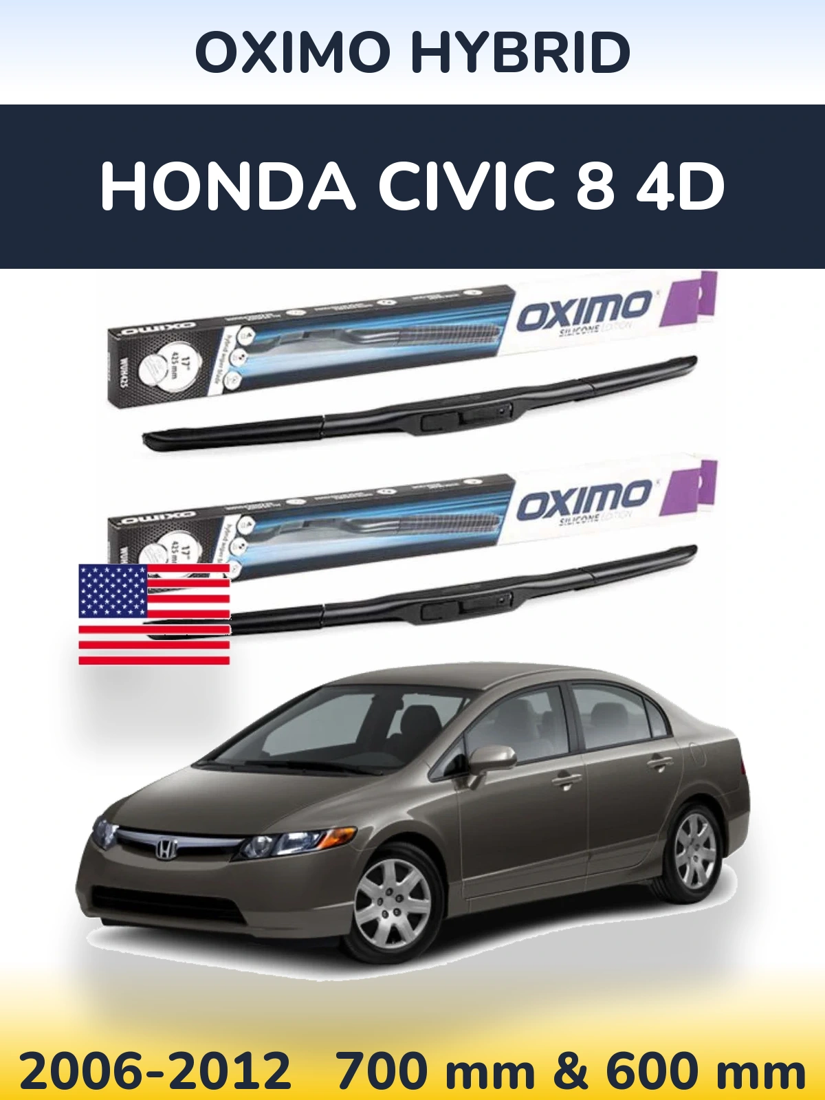 Torkarblad Oximo Hybrid för Honda Civic 8 4D