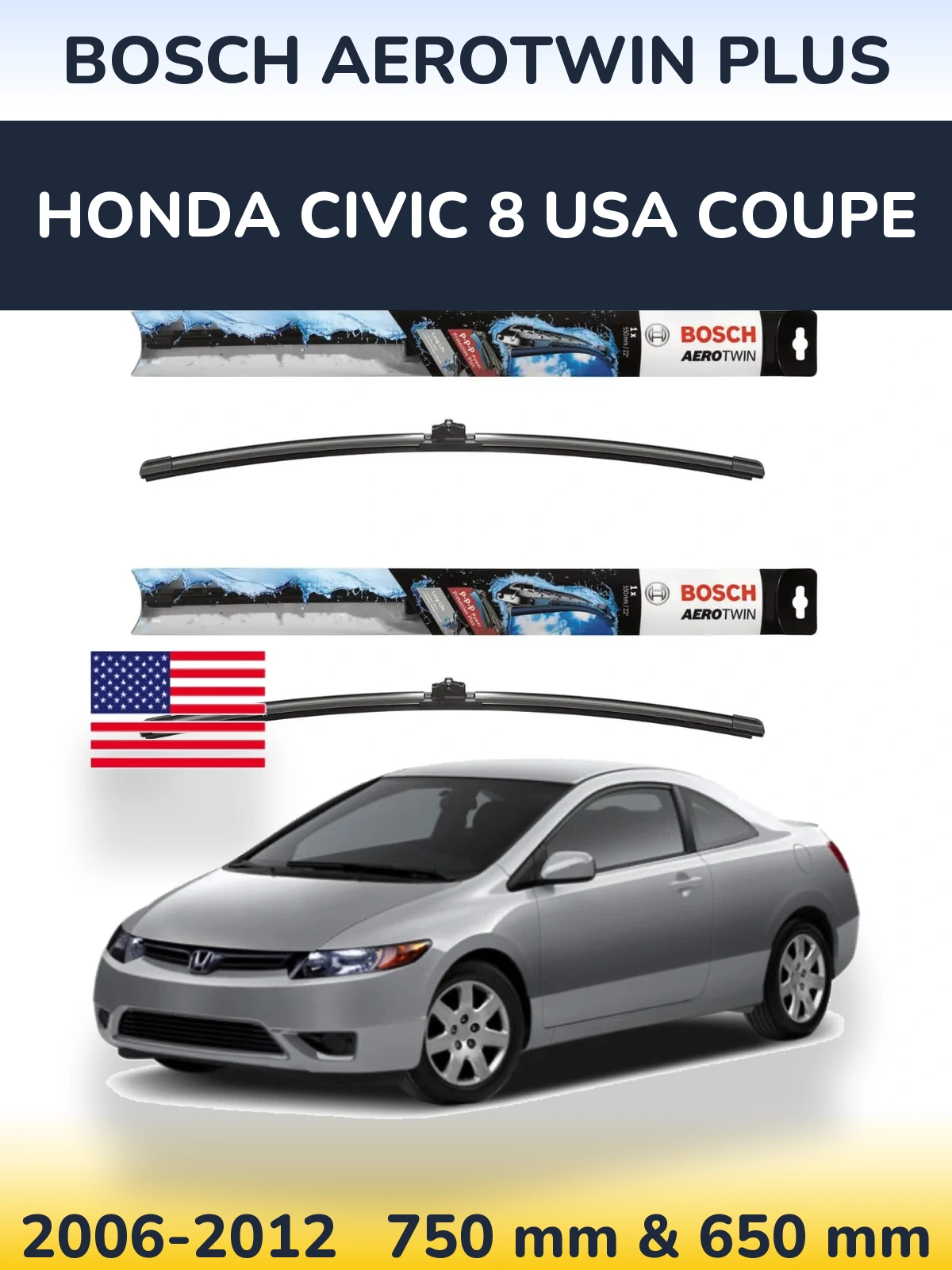 Torkarblad BOSCH AeroTwin Plus för Honda Civic 8 USA coupe