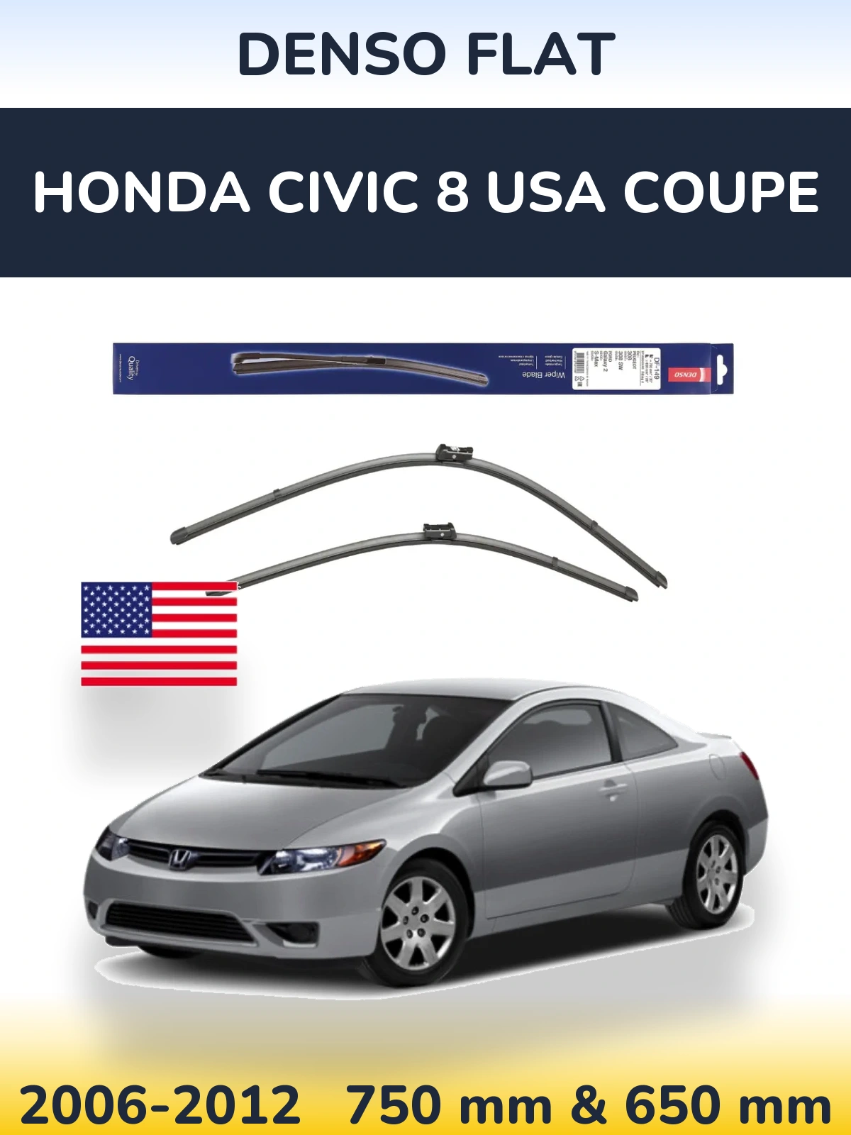 Torkarblad Denso Flat för Honda Civic 8 USA coupe