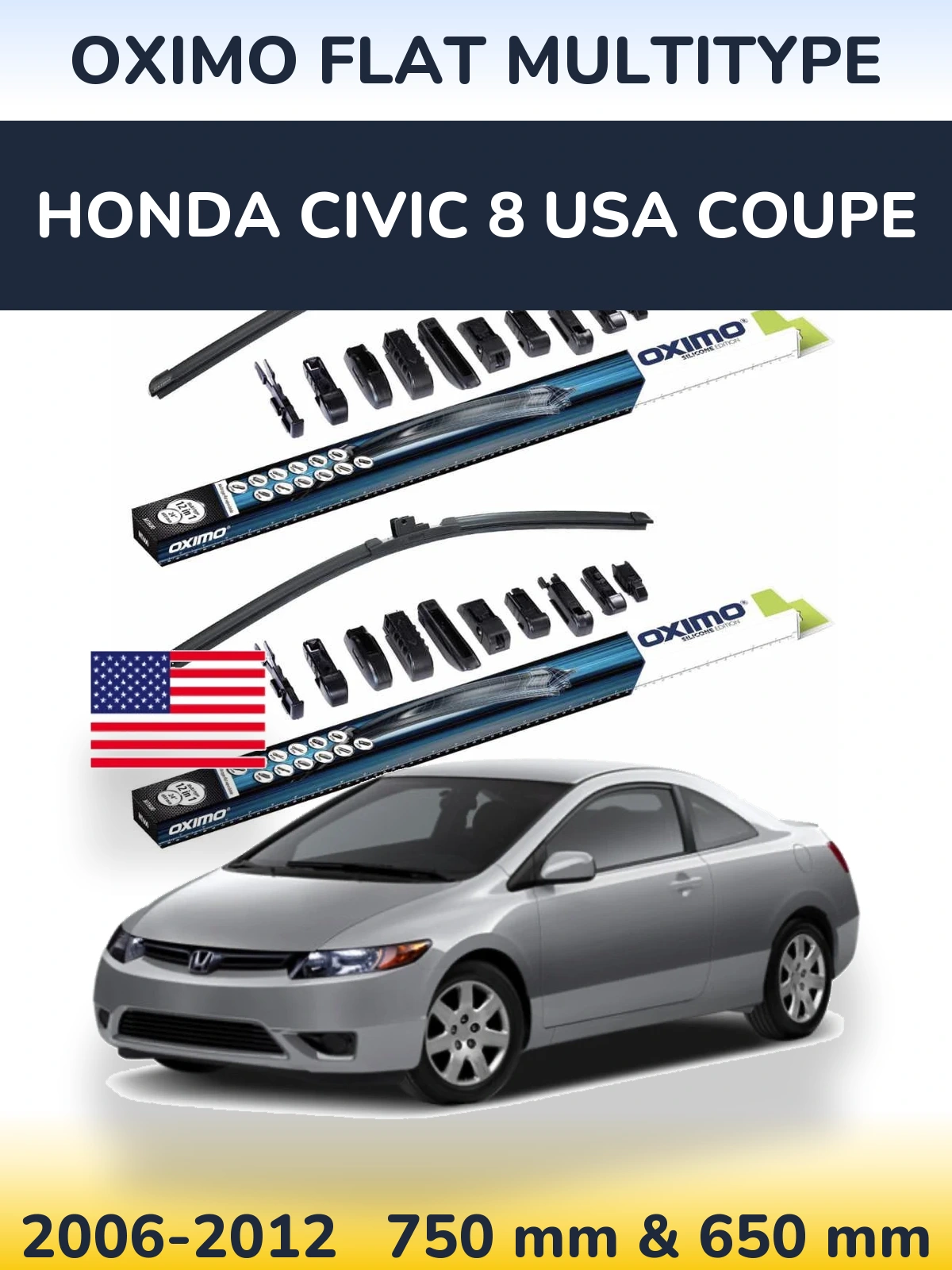 Torkarblad Oximo Flat MultiType för Honda Civic 8 USA coupe