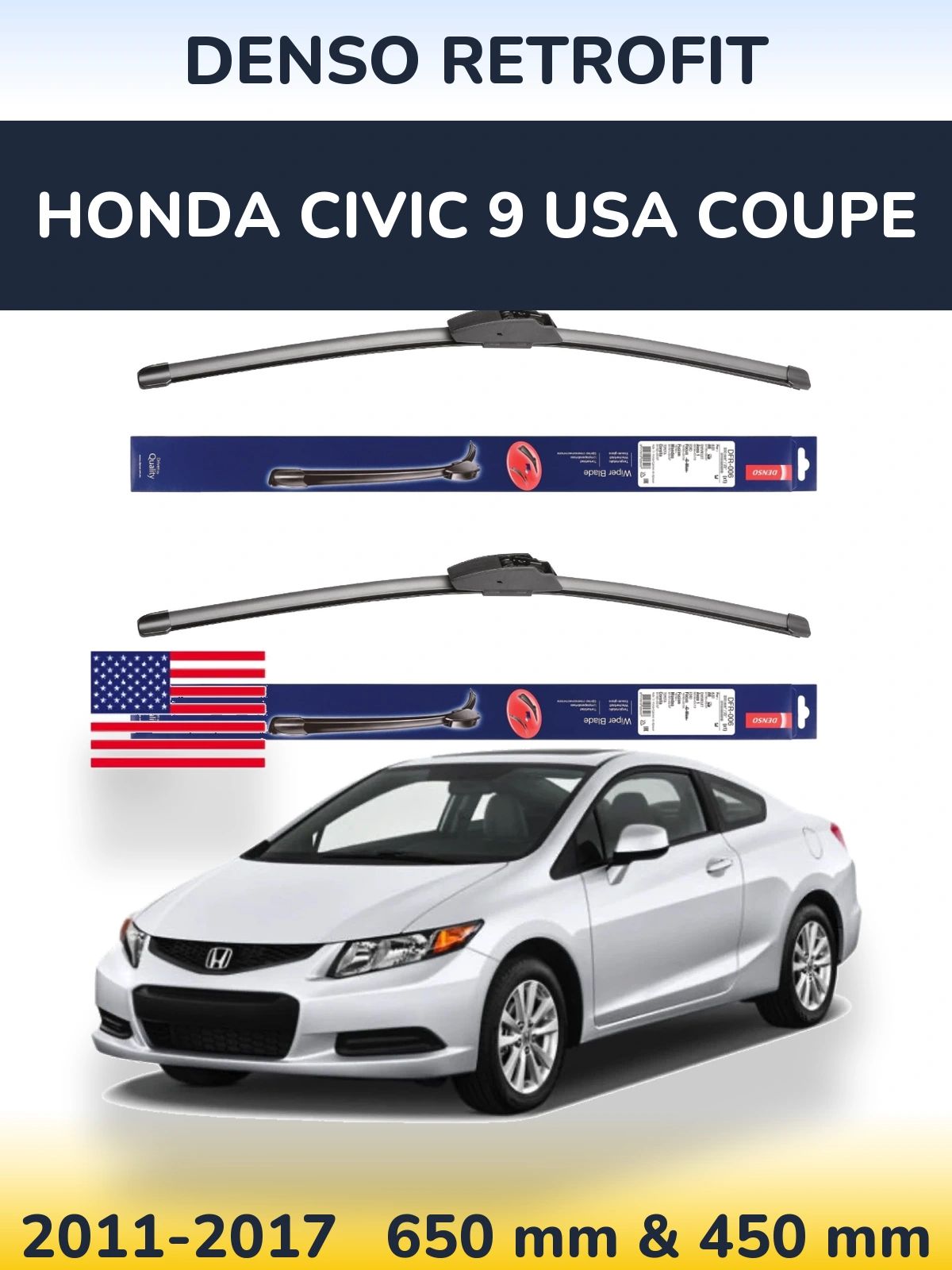 Torkarblad Denso Retrofit för Honda Civic 9 USA coupe