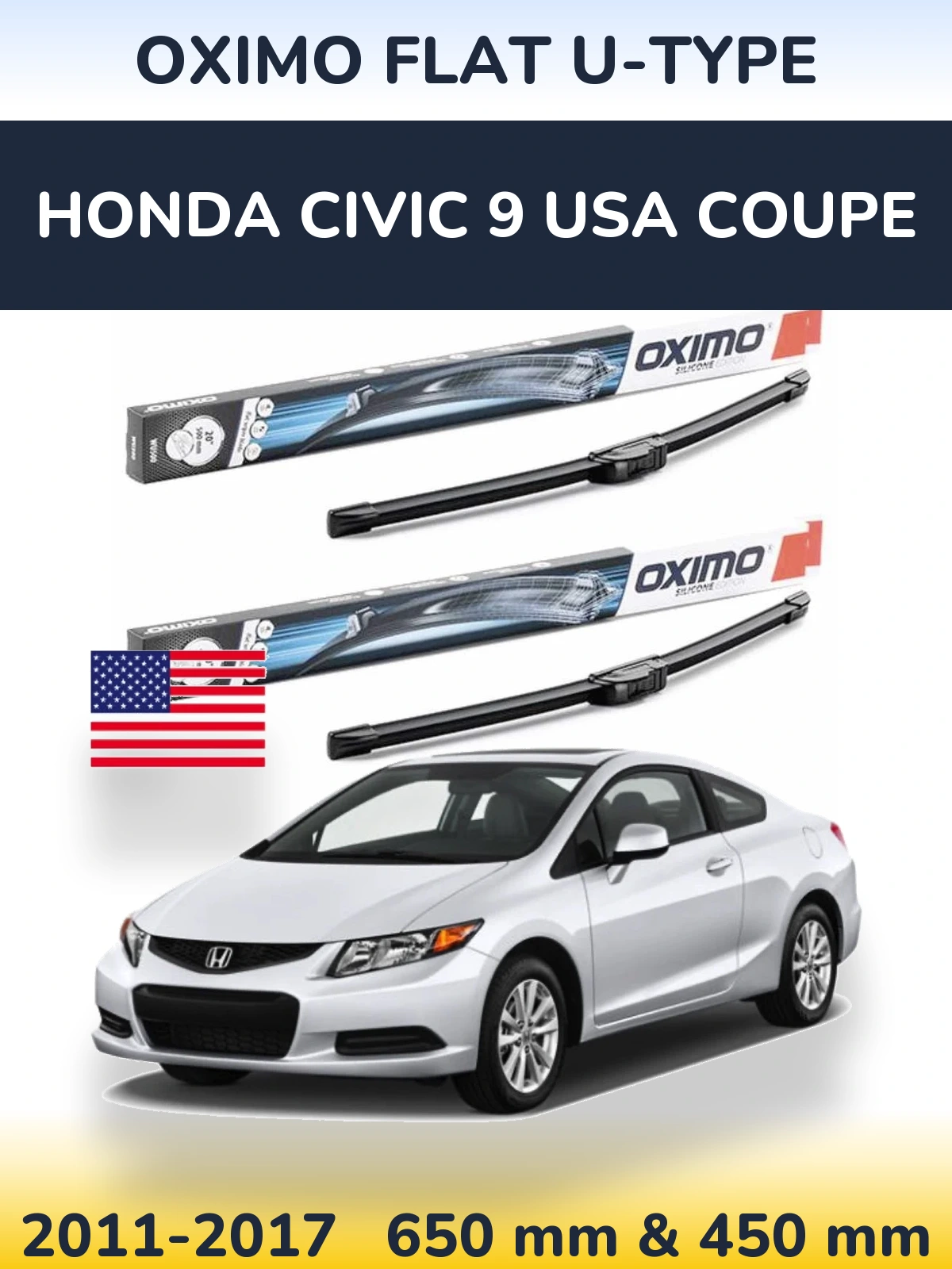 Torkarblad Oximo Flat U-type för Honda Civic 9 USA coupe