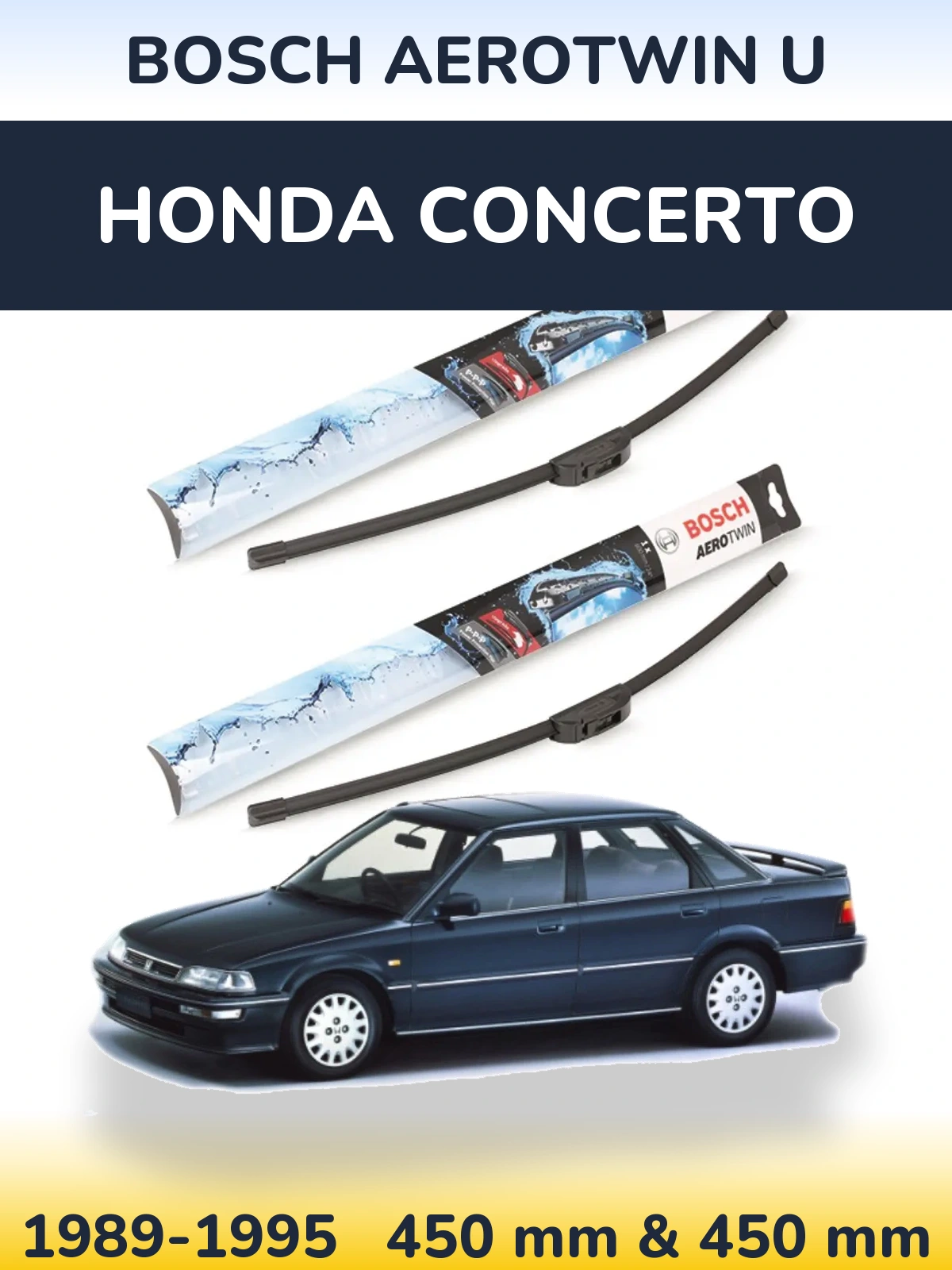 Комплект передніх щіток BOSCH AeroTwin U 450 & 450 мм для Honda Concerto 1989-1995