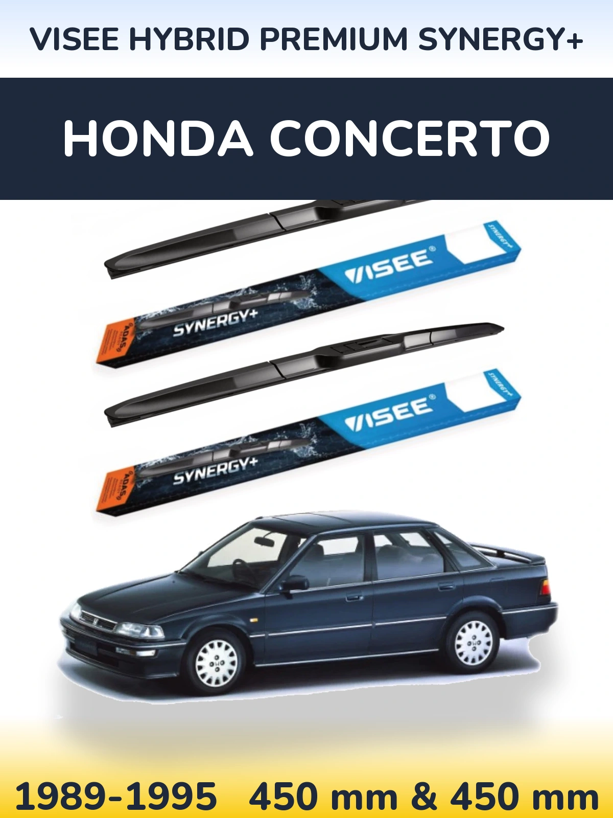 Комплект передних дворников VISEE HYBRID PREMIUM SYNERGY+ 450 & 450 мм для Honda Concerto 1989-1995