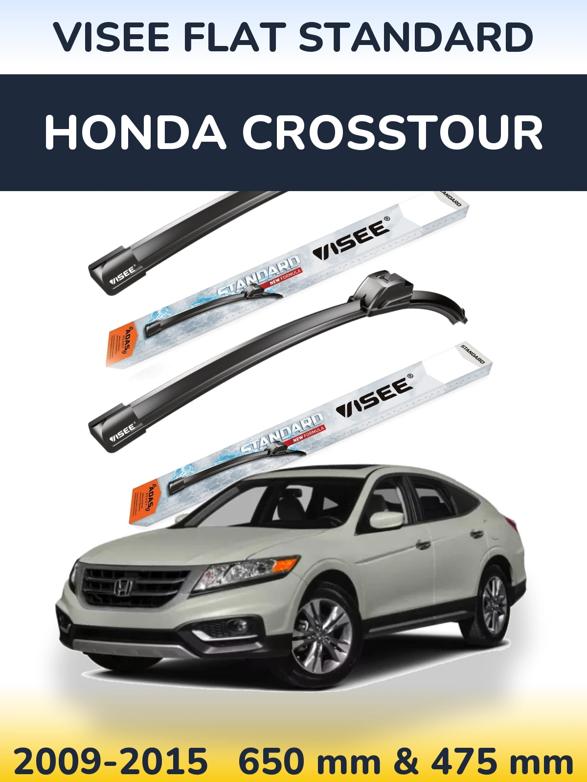 Комплект передніх щіток VISEE FLAT STANDARD 650 & 475 мм для Honda Crosstour 2009-2015