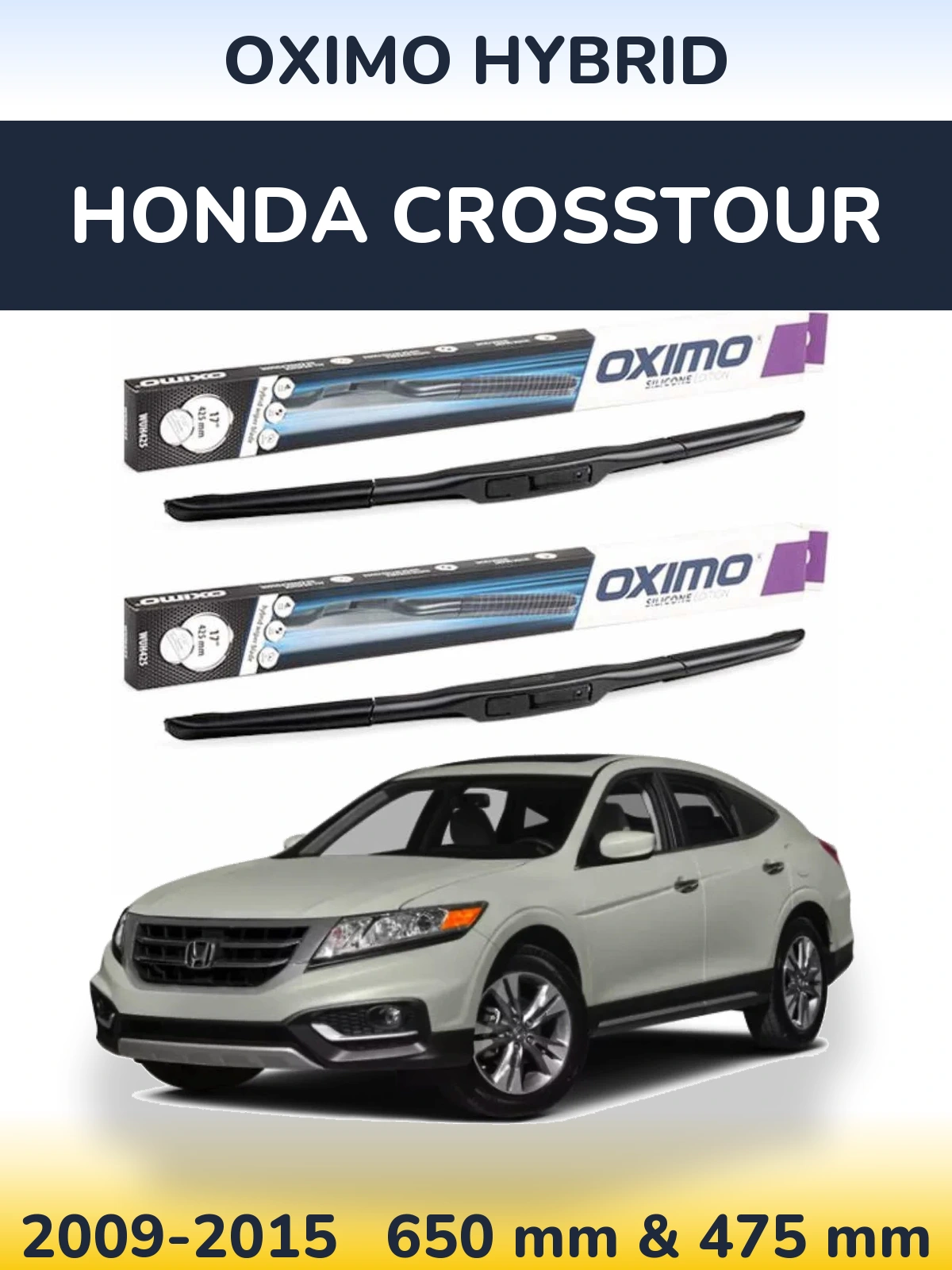 Комплект передних дворников Oximo Hybrid 650 & 475 мм для Honda Crosstour 2009-2015