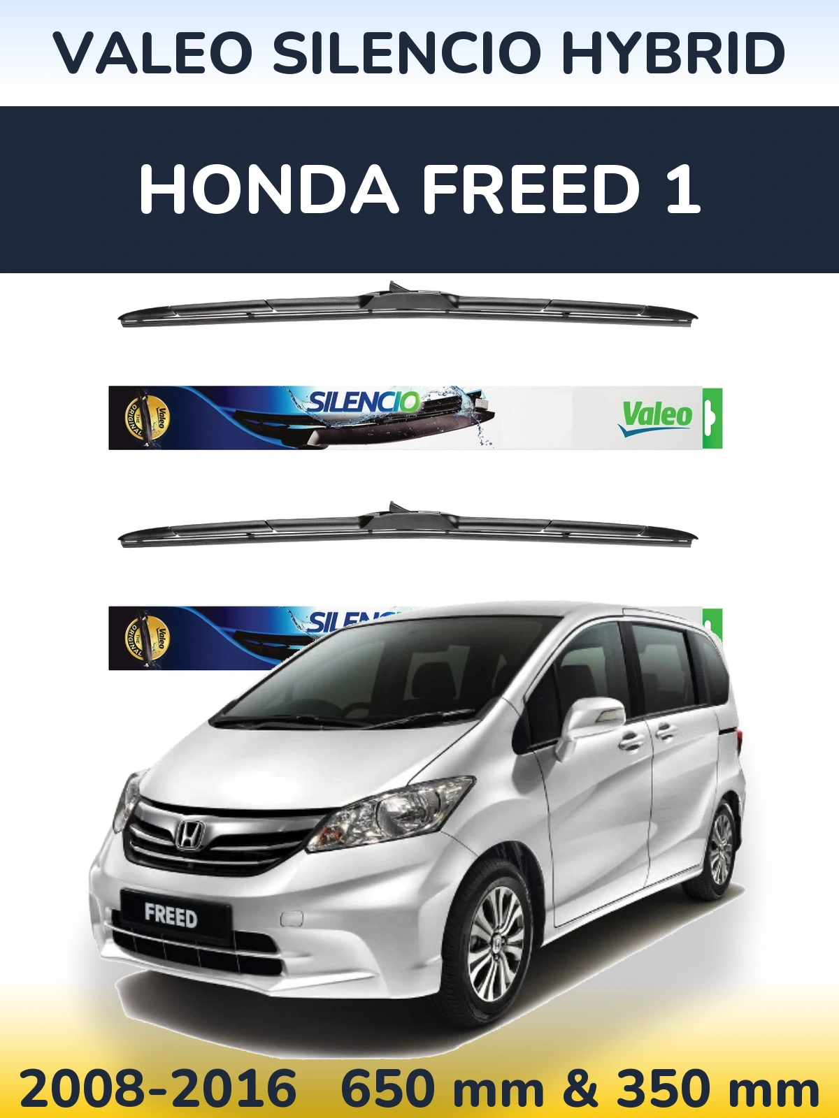 Комплект передних дворников Valeo Silencio Hybrid 650 & 350 мм для Honda Freed 1 2008-2016