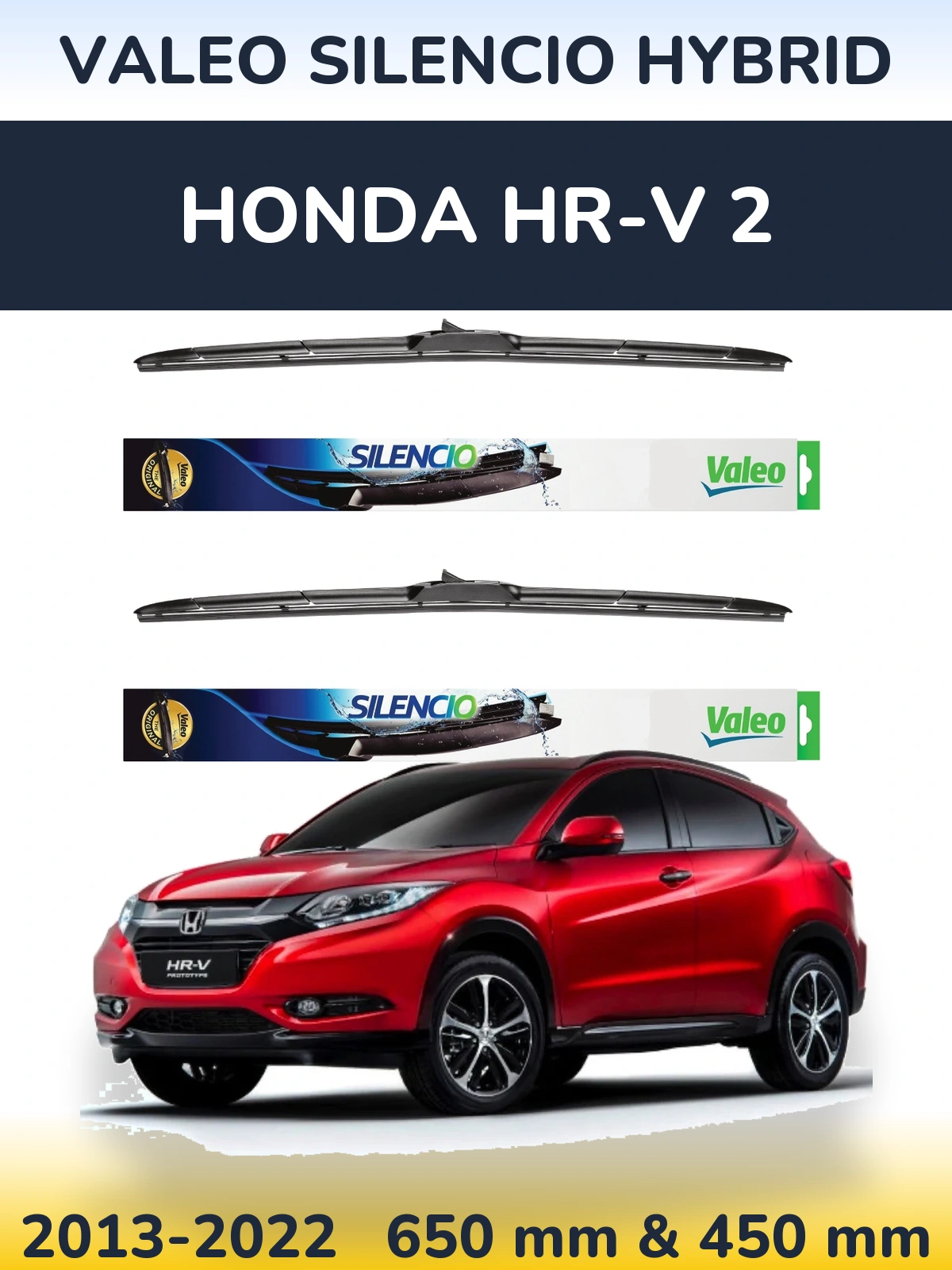 Комплект передних дворников Valeo Silencio Hybrid 650 & 450 мм для Honda HR-V 2 2013-2022