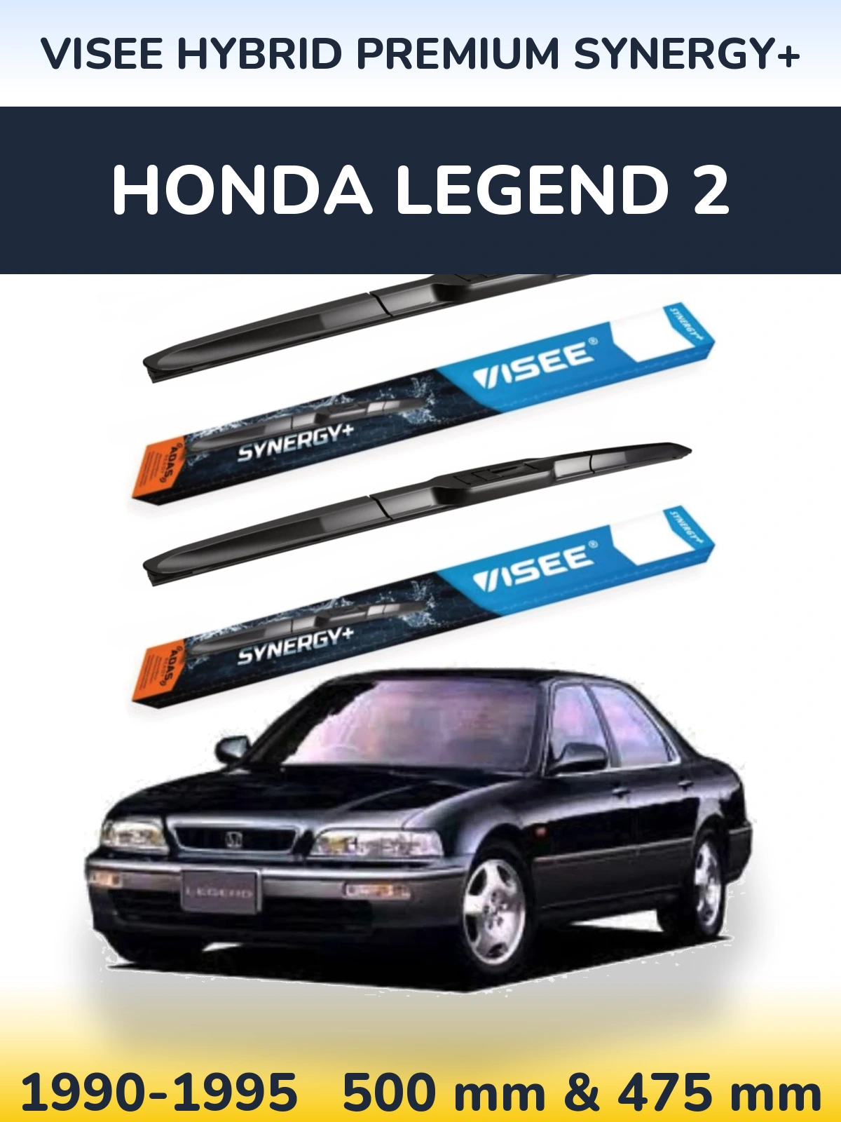 Комплект передних дворников VISEE HYBRID PREMIUM SYNERGY+ 500 & 475 мм для Honda Legend 2 1990-1995