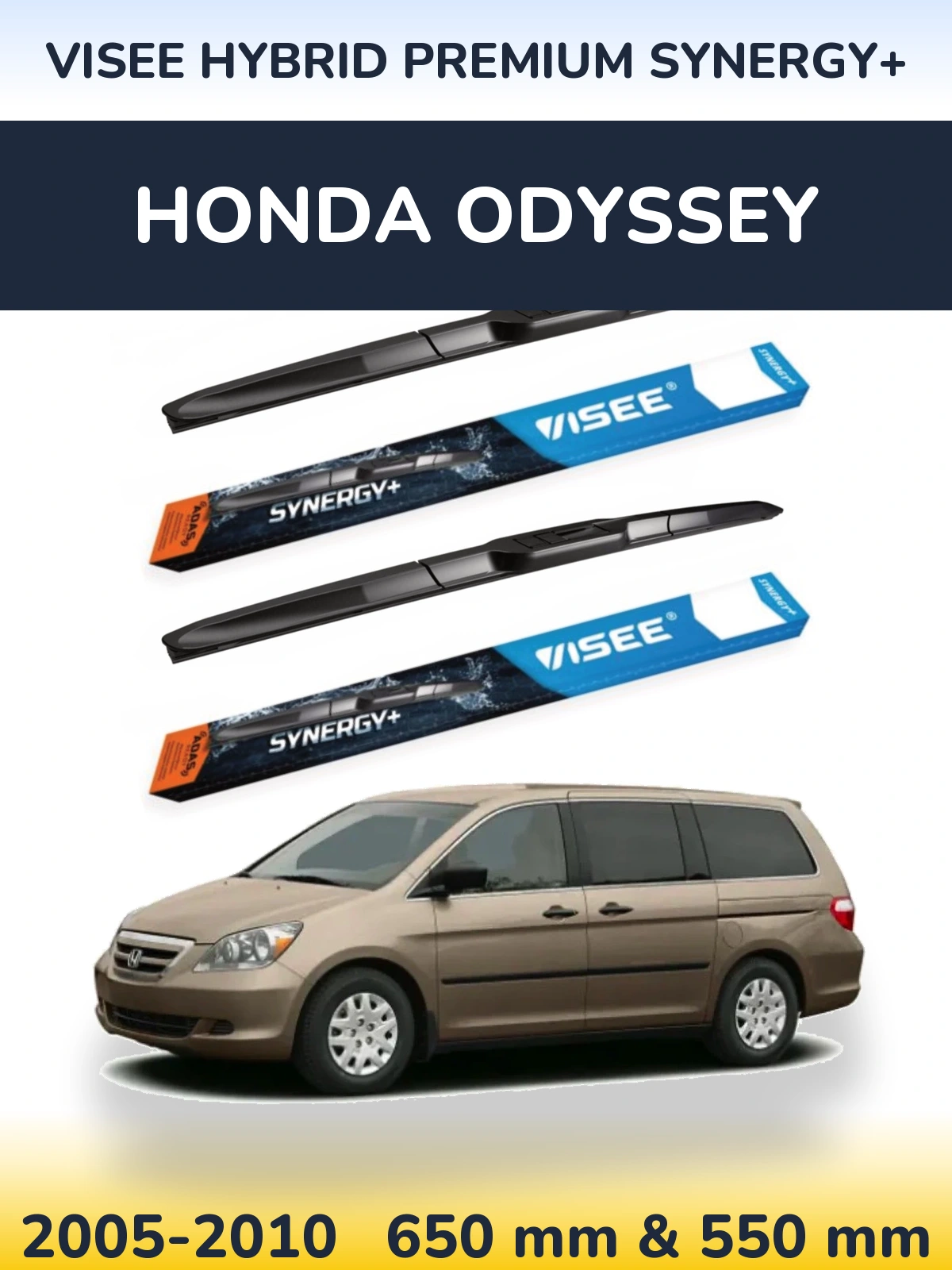 Front wiper blade set VISEE HYBRID PREMIUM SYNERGY+ 650 & 550 mm for Honda Odyssey 2005-2010