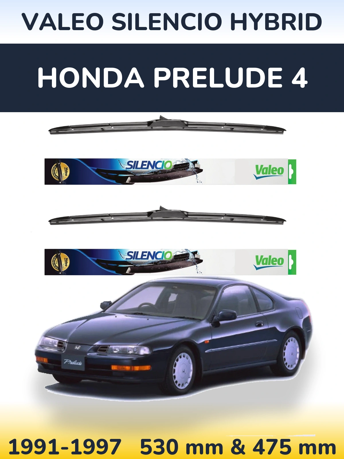 Torkarblad Valeo Silencio Hybrid för Honda Prelude 4