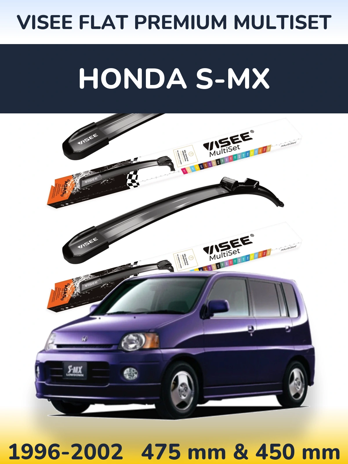 Torkarblad VISEE FLAT PREMIUM MultiSet för Honda S-MX