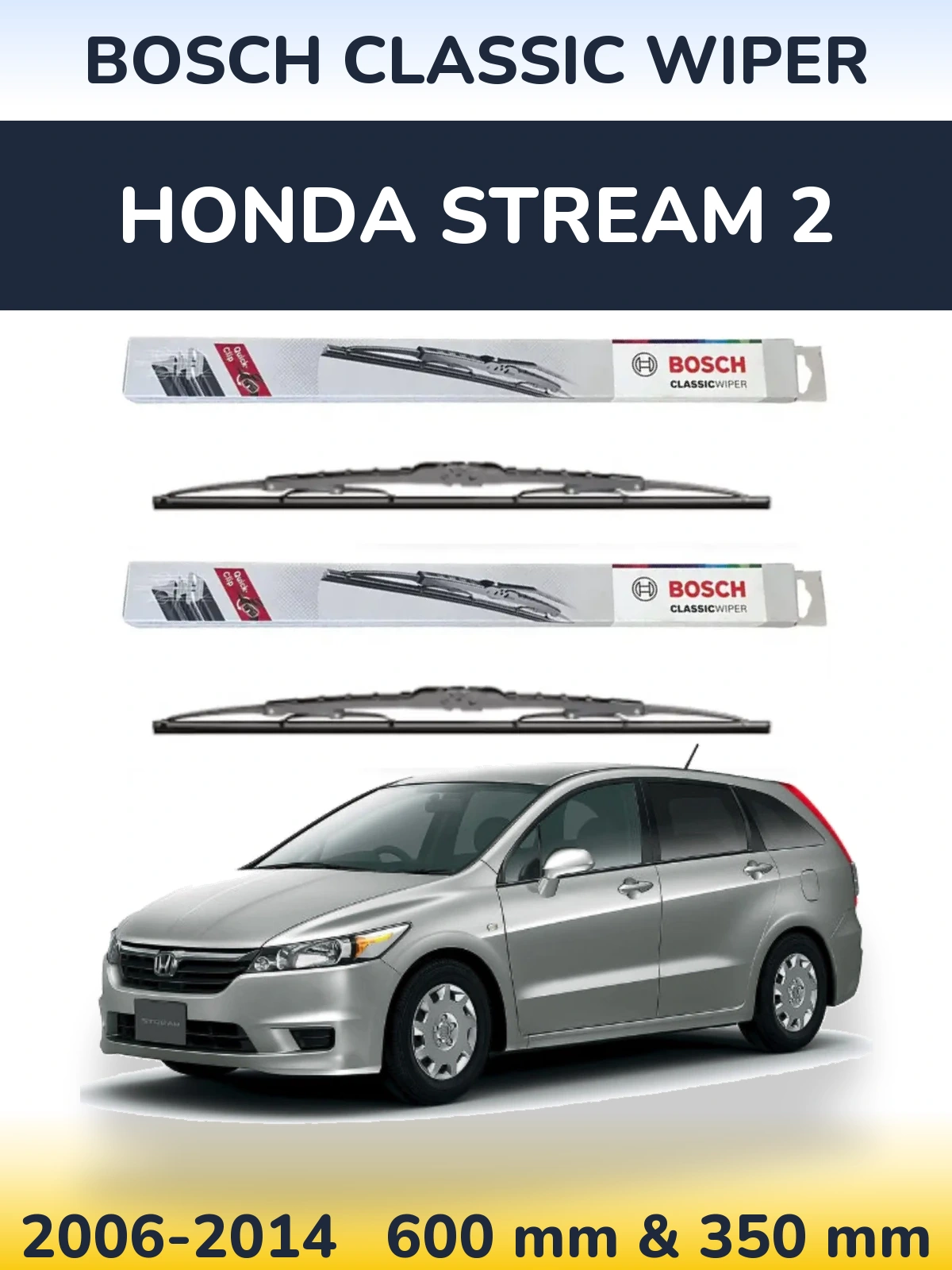 Torkarblad BOSCH Classic Wiper för Honda Stream 2