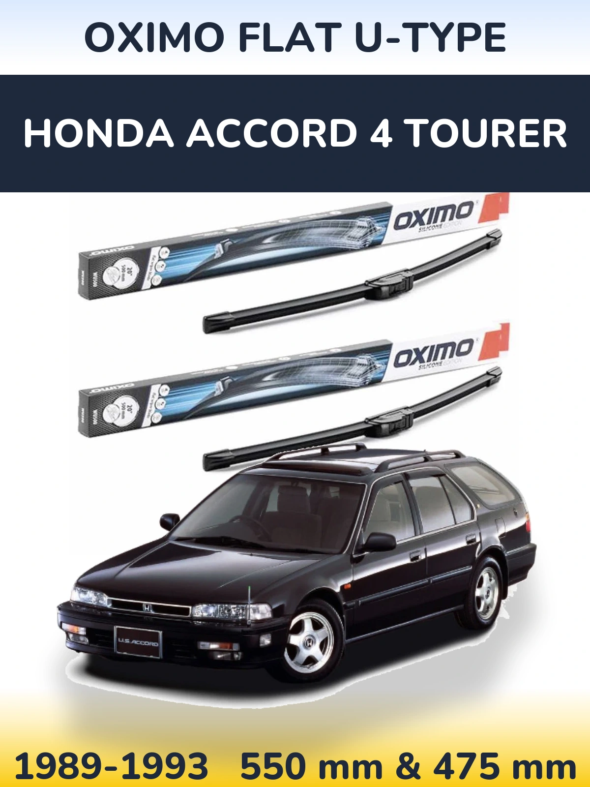 Комплект передних дворников Oximo Flat U-type 550 & 475 мм для Honda Accord 4 Tourer 1989-1993