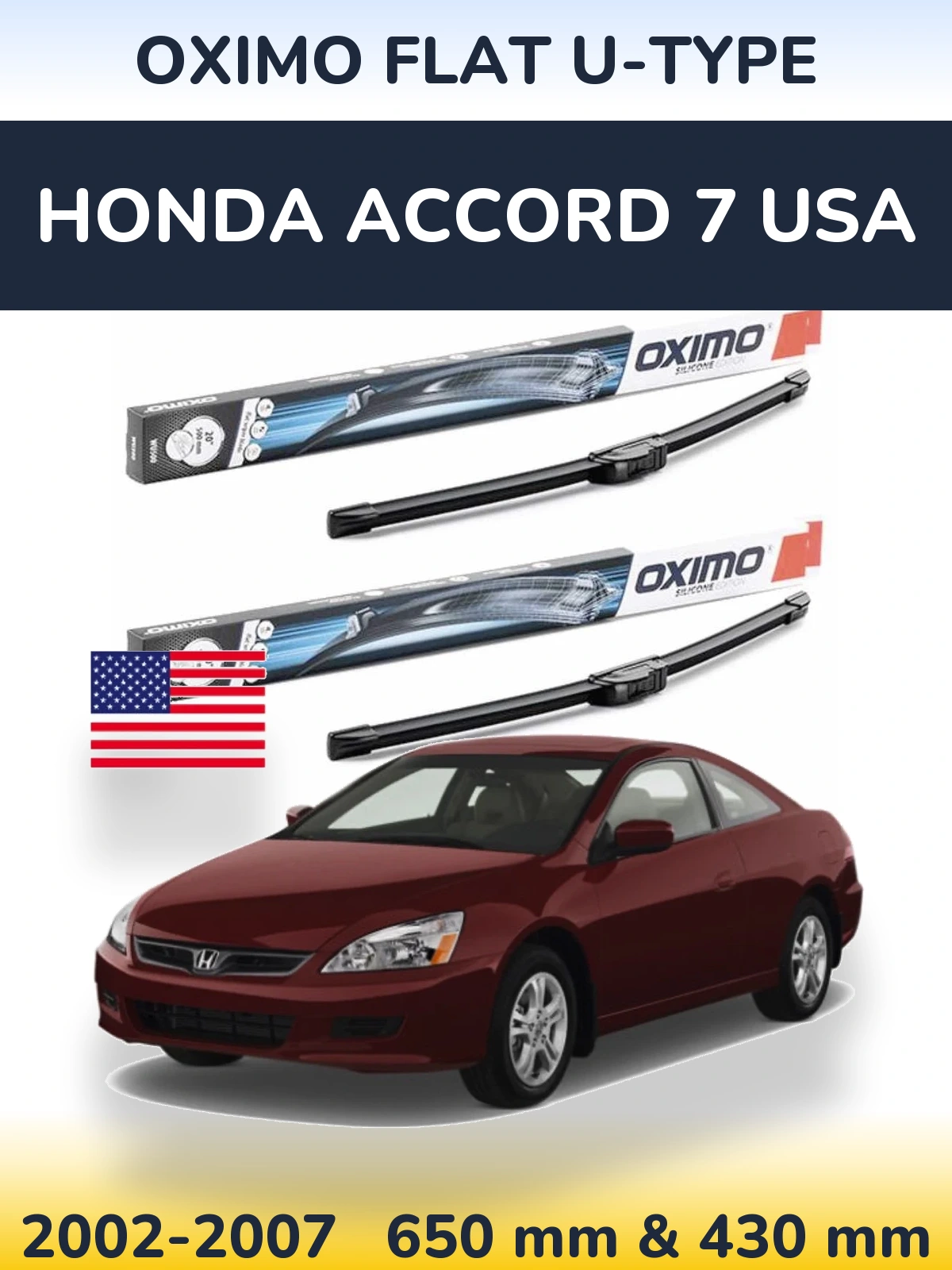 Torkarblad Oximo Flat U-type för Honda Accord 7 USA