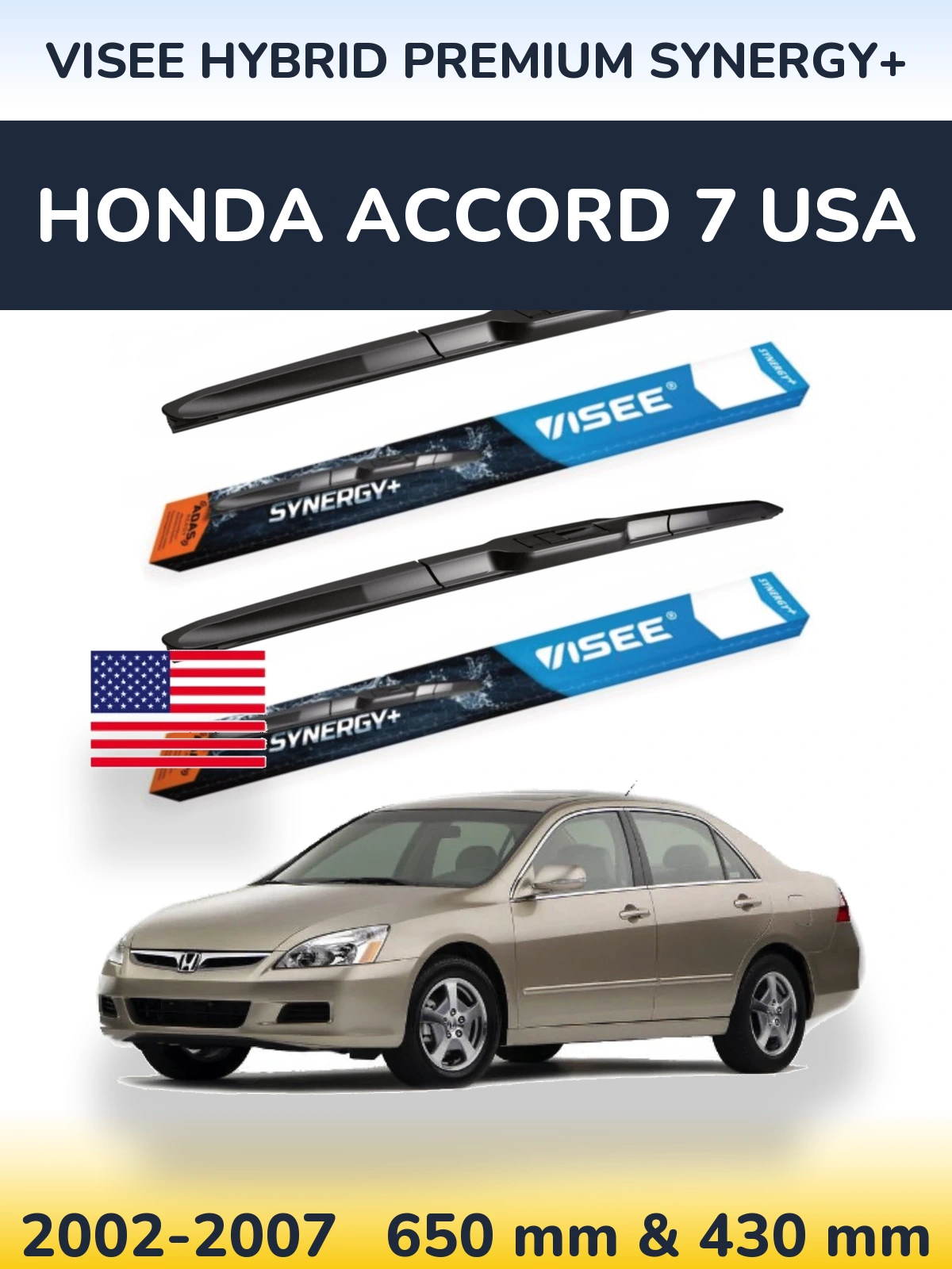 Torkarblad VISEE HYBRID PREMIUM SYNERGY+ för Honda Accord 7 USA