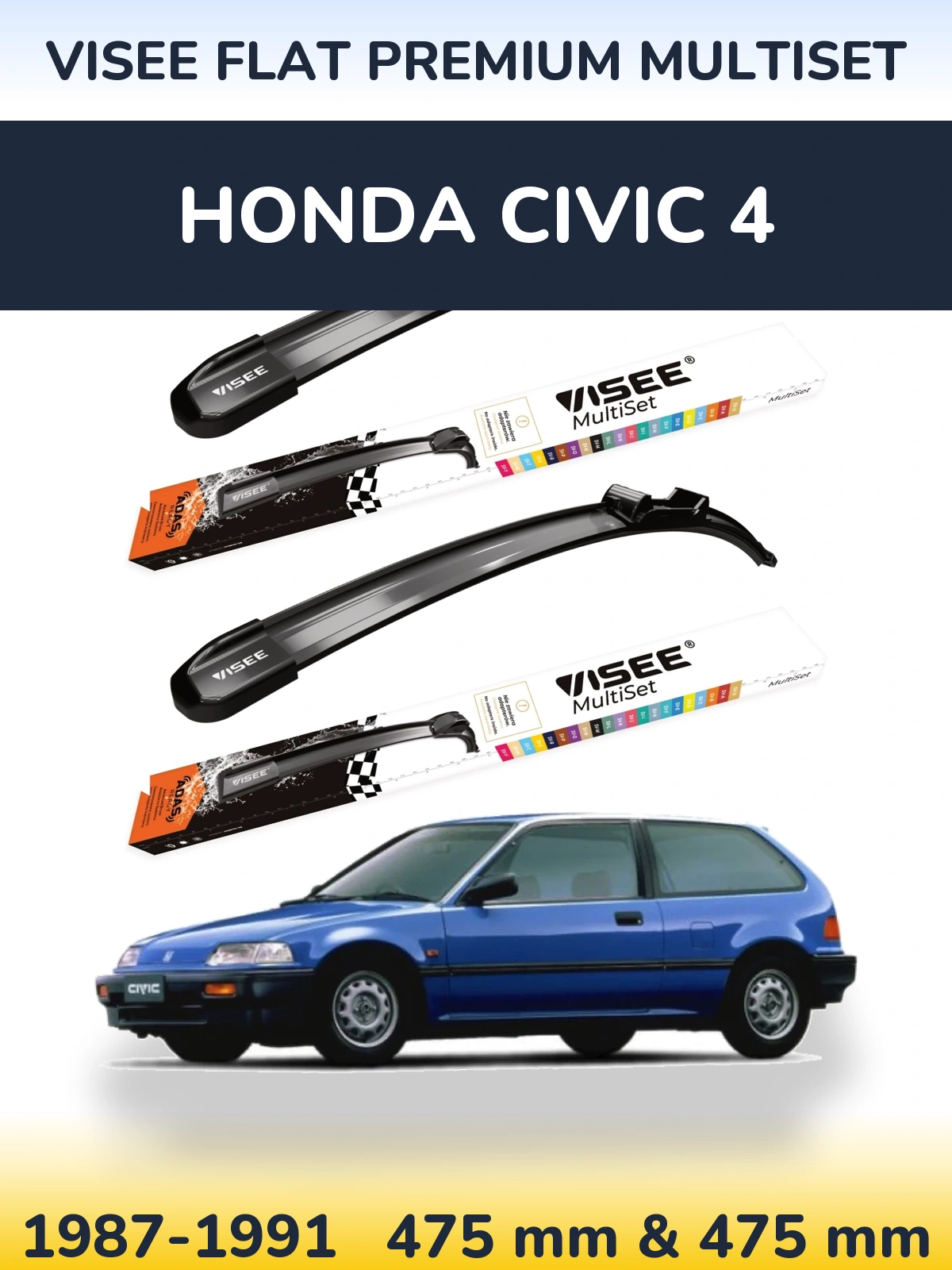 Torkarblad VISEE FLAT PREMIUM MultiSet för Honda Civic 4