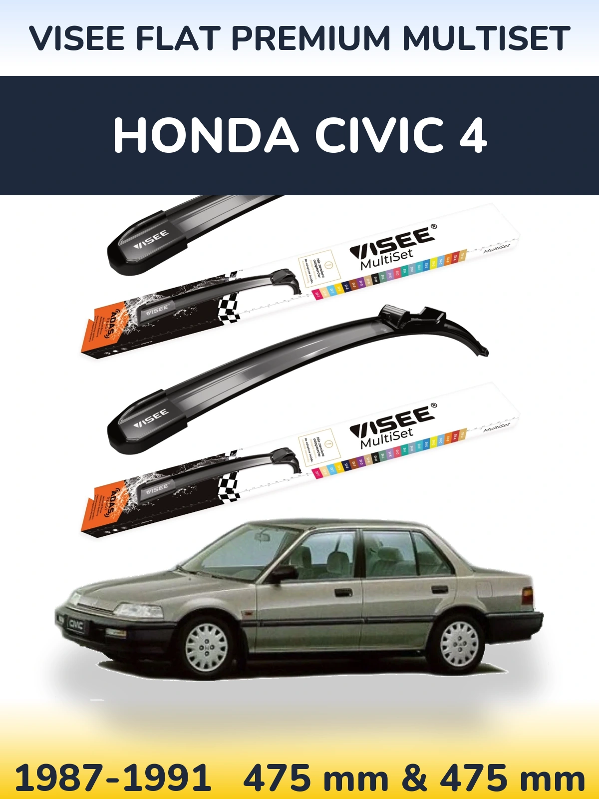 Torkarblad VISEE FLAT PREMIUM MultiSet för Honda Civic 4