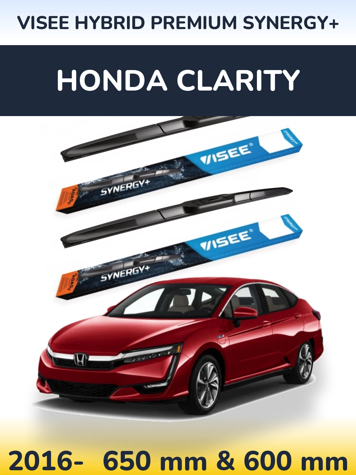 Комплект передних дворников VISEE HYBRID PREMIUM SYNERGY+ 650 & 600 мм для Honda Clarity 2016-2026