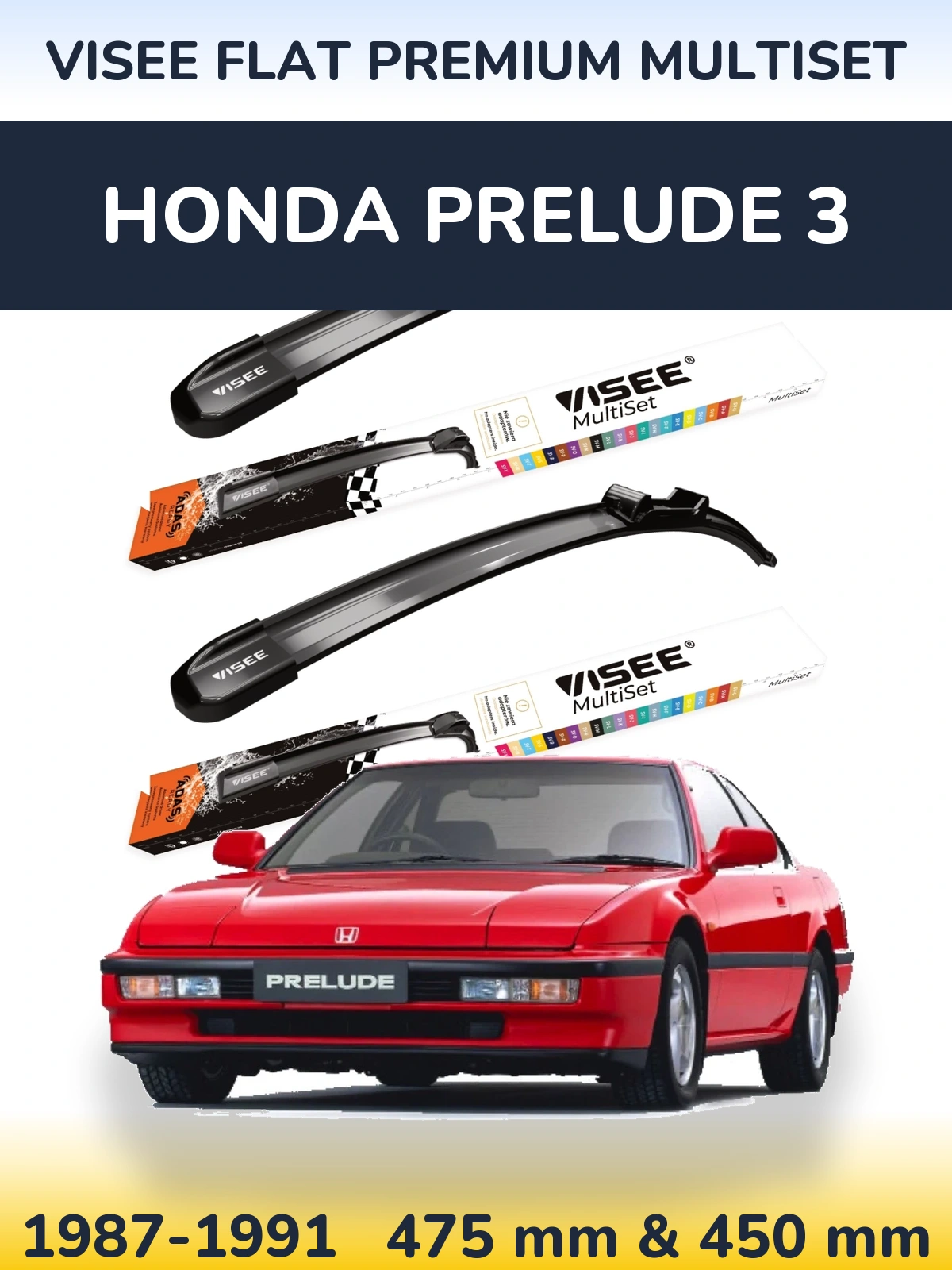 Torkarblad VISEE FLAT PREMIUM MultiSet för Honda Prelude 3