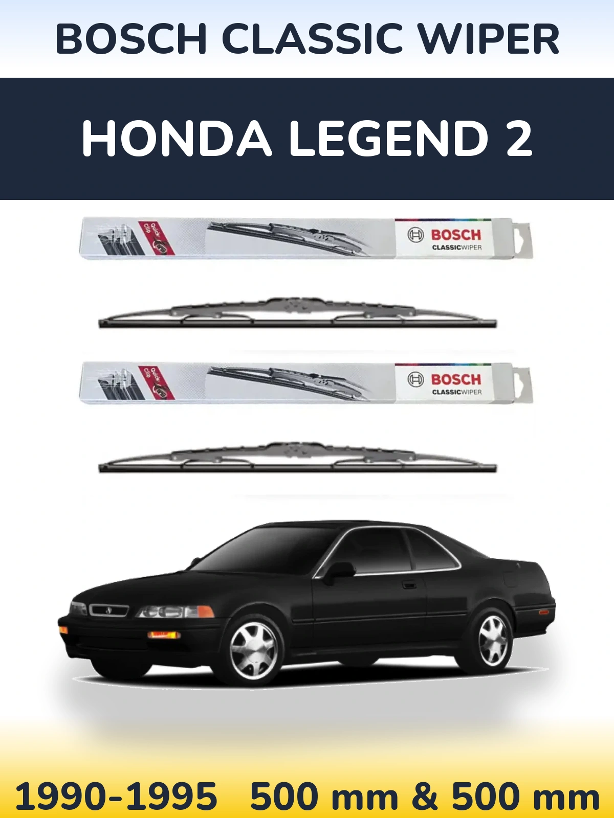 Комплект передних дворников BOSCH Classic Wiper 500 & 500 мм для Honda Legend 2 1990-1995
