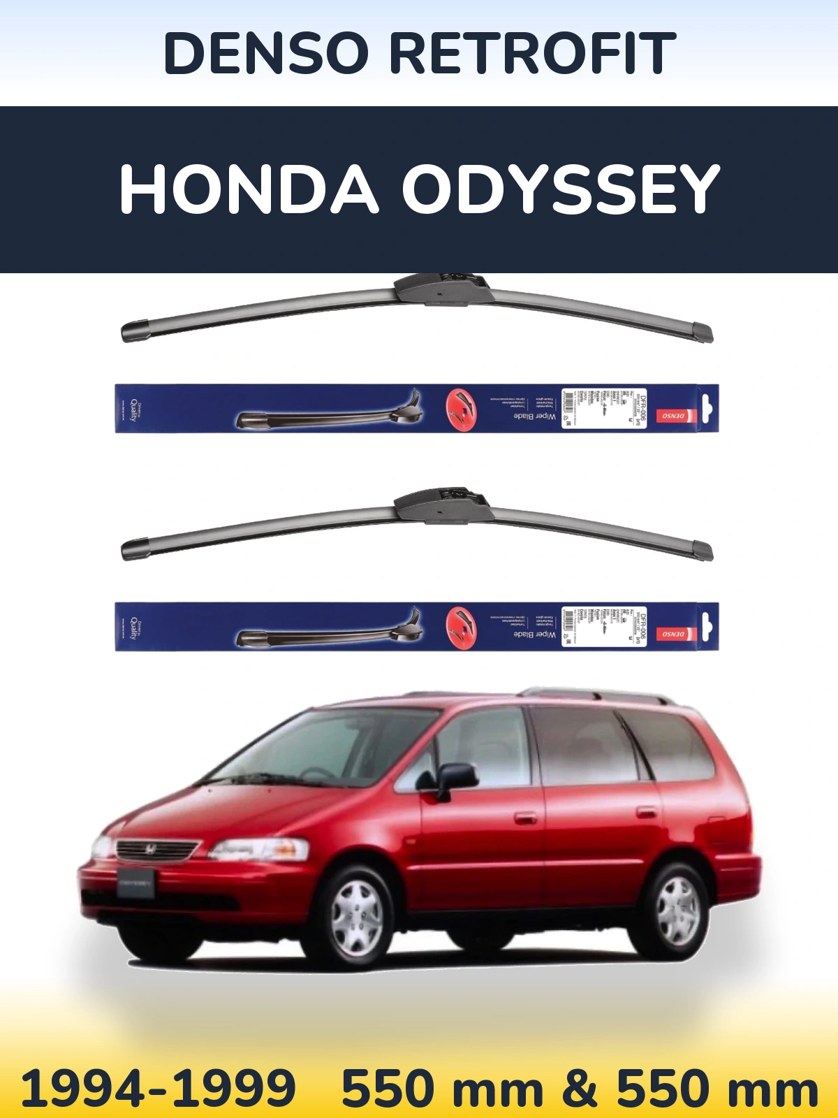 Front wiper blade set Denso Retrofit 550 & 550 mm for Honda Odyssey 1994-1999